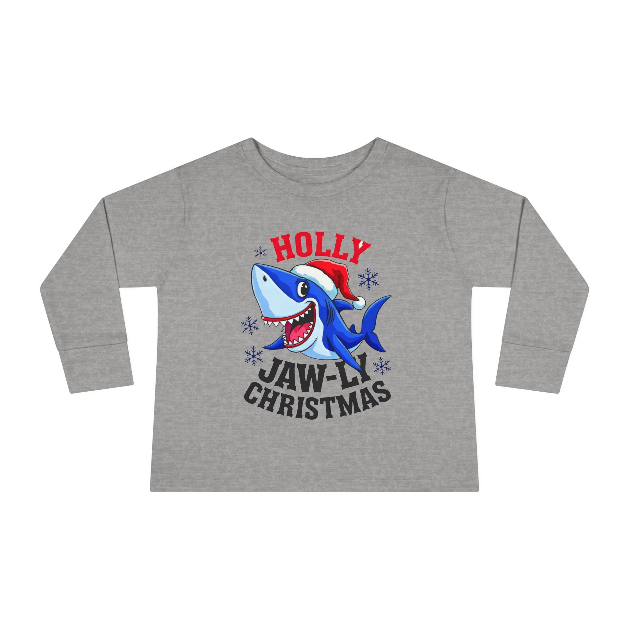 Christmas Shark Toddler Tee, Festive kids long sleeve tee, Christmas tee shirt toddlers, Kids long sleeve tee, Holiday shirt