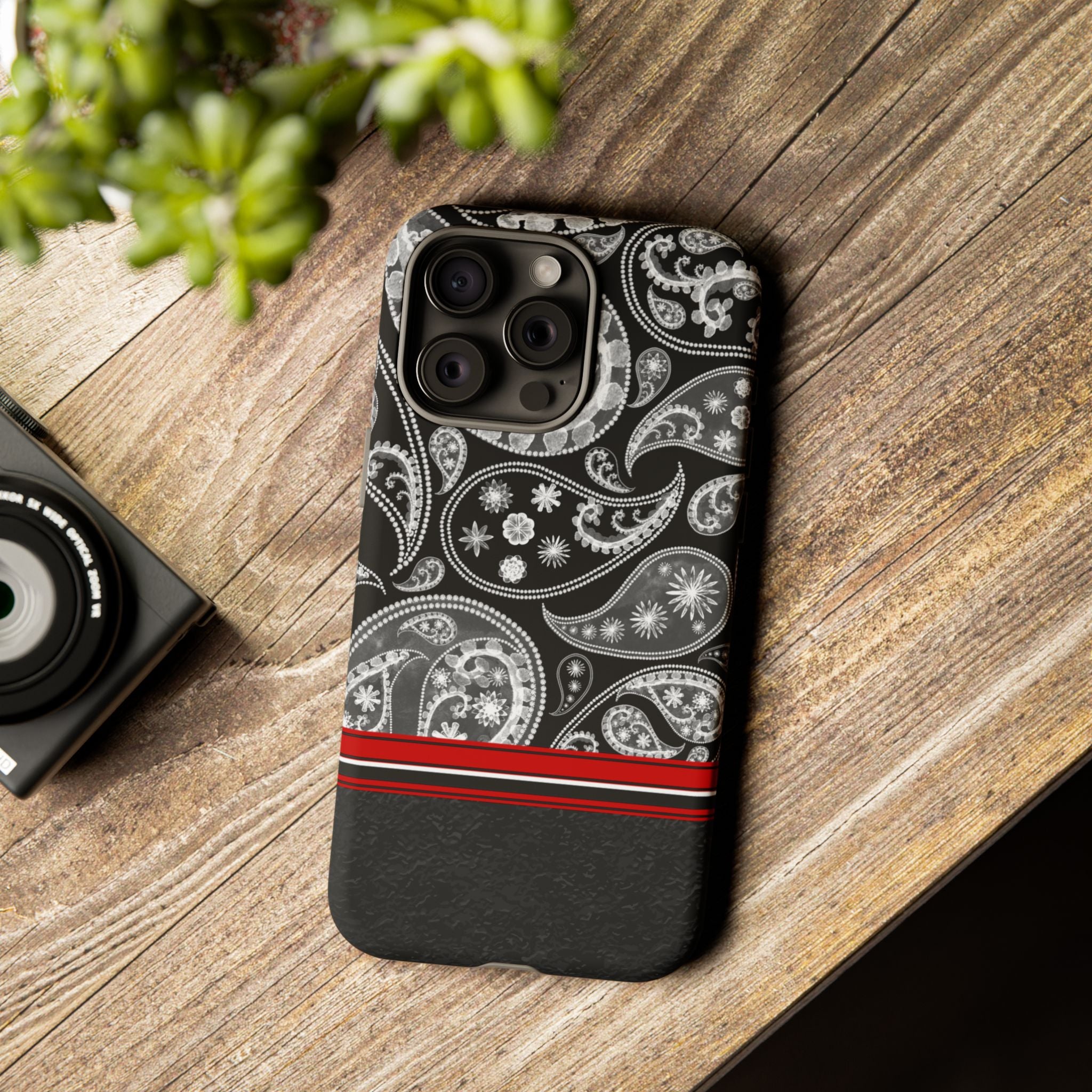 Black Paisley Phone Case for iPhone, Google and Samsung. Quality protection, matte or glossy, black