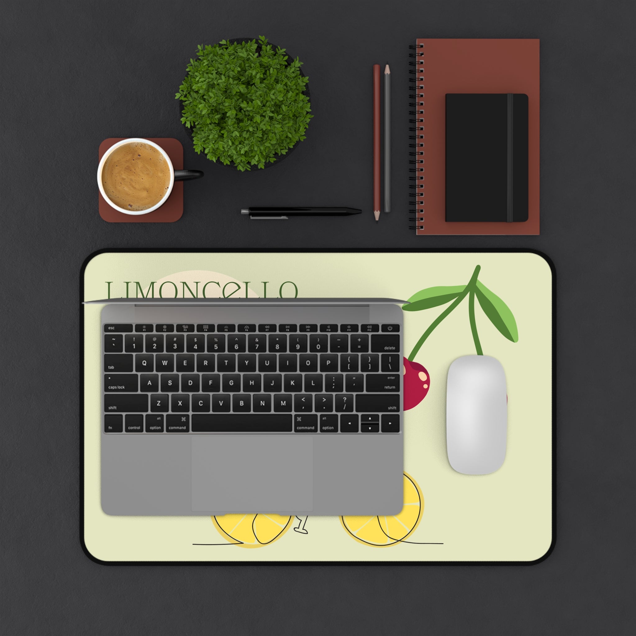 Fruity Desk Mat with Lemon and Cherry design