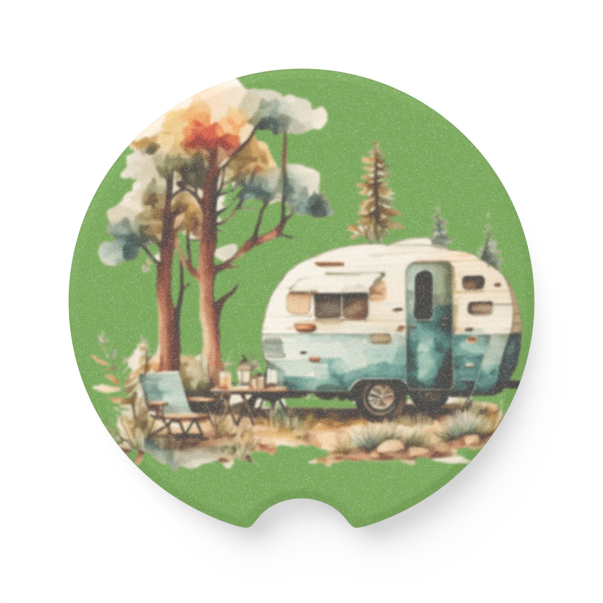 Green Camper  Soapstone Car Coaster in Matte