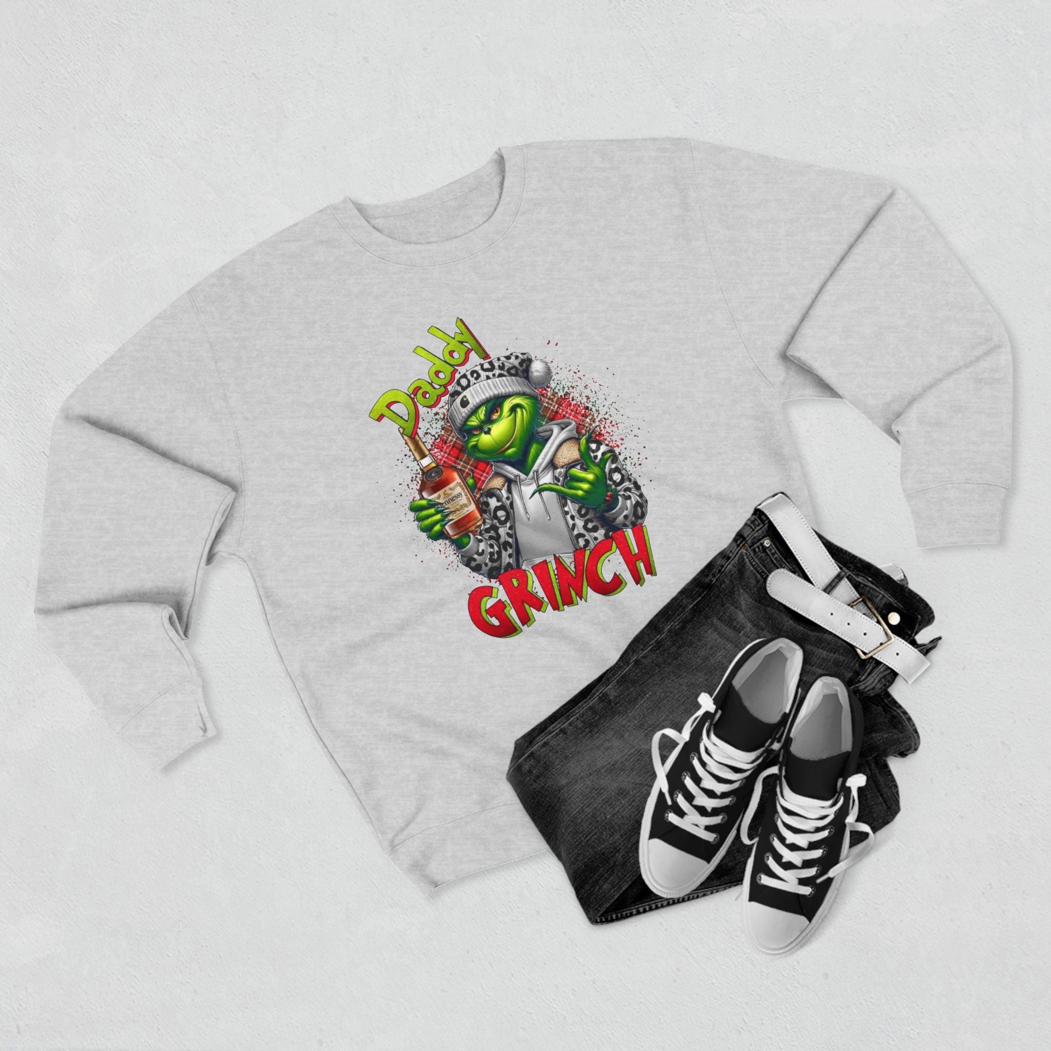 Mens Crewneck Sweatshirt, Cotton Blend Sweatshirt, Festive Sweatshirt, Daddy Grinch Sweatshirt, Daddy Grinch, Guys Sweatshirt