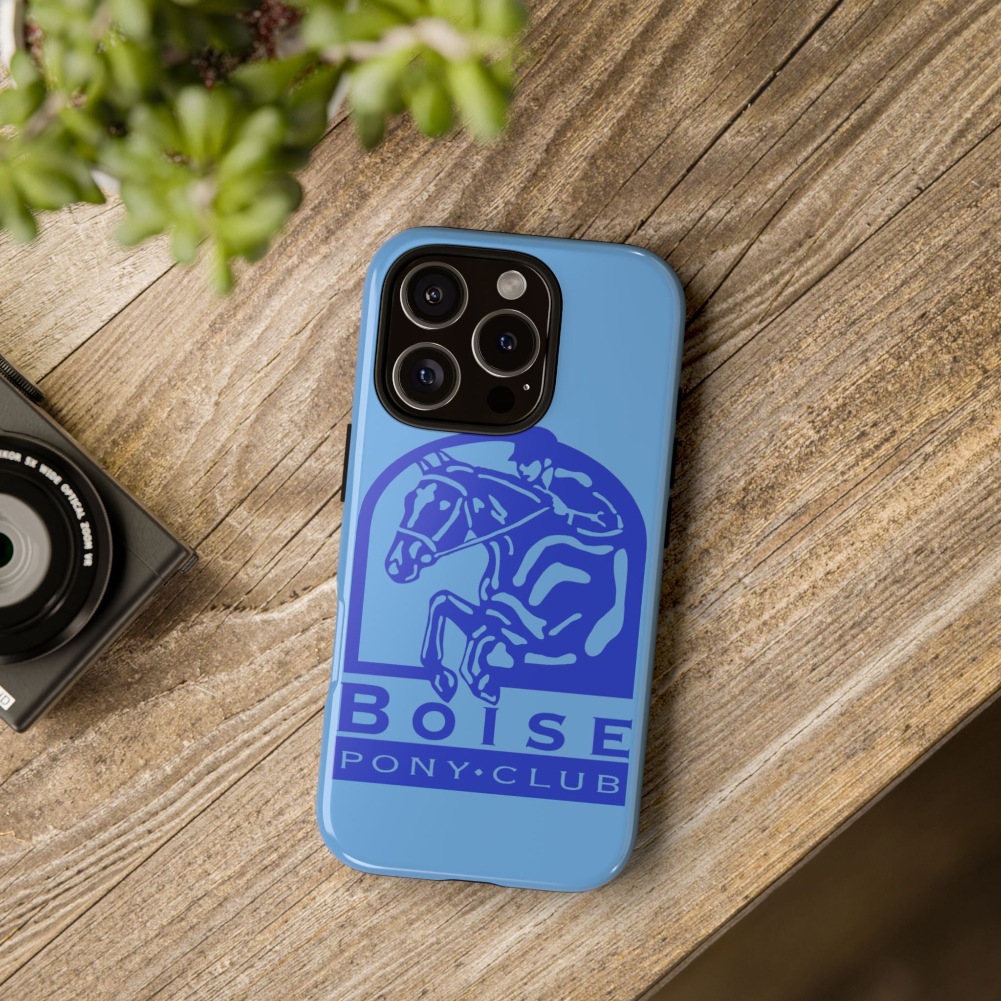 Durable iPhone case with Boise Pony Club logo iPhone 16, 15 and 14 models.