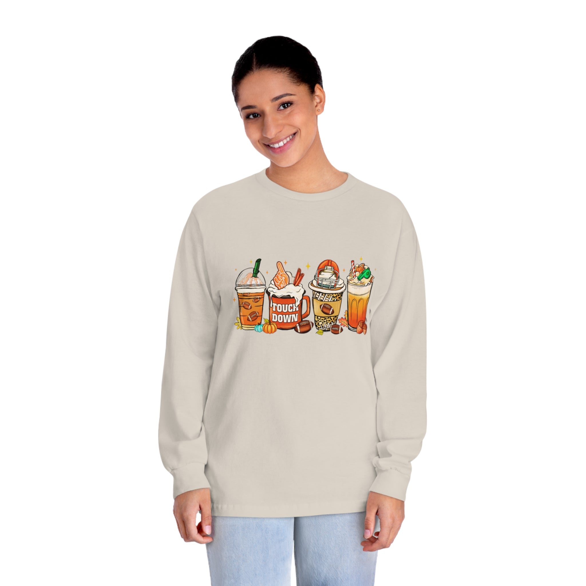 Football Game Day Drinks, Classic Long Sleeve  Cotton T-Shirt