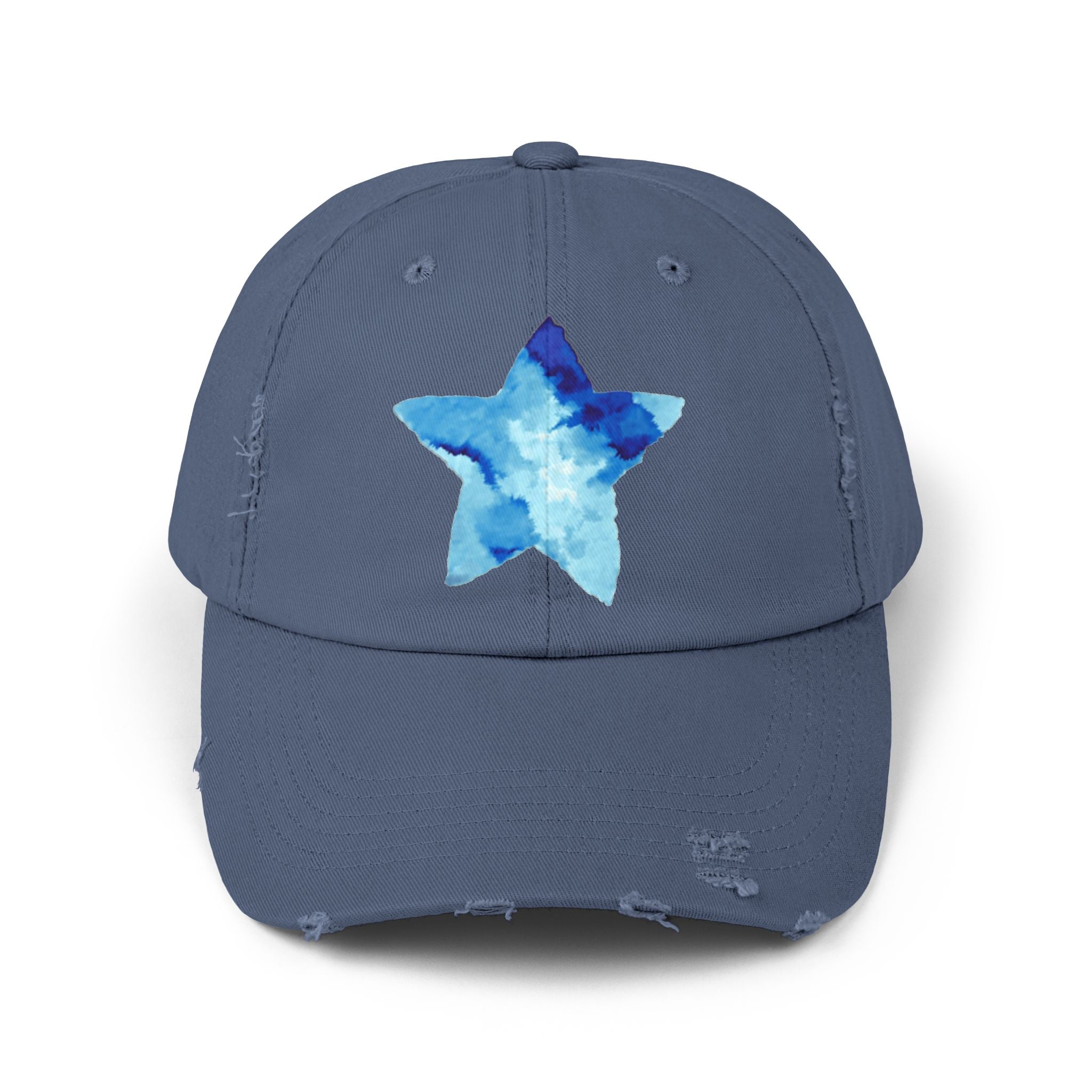 Blue Star Merch Unisex Distressed Cap, 100% Cotton Twill, Custom Design