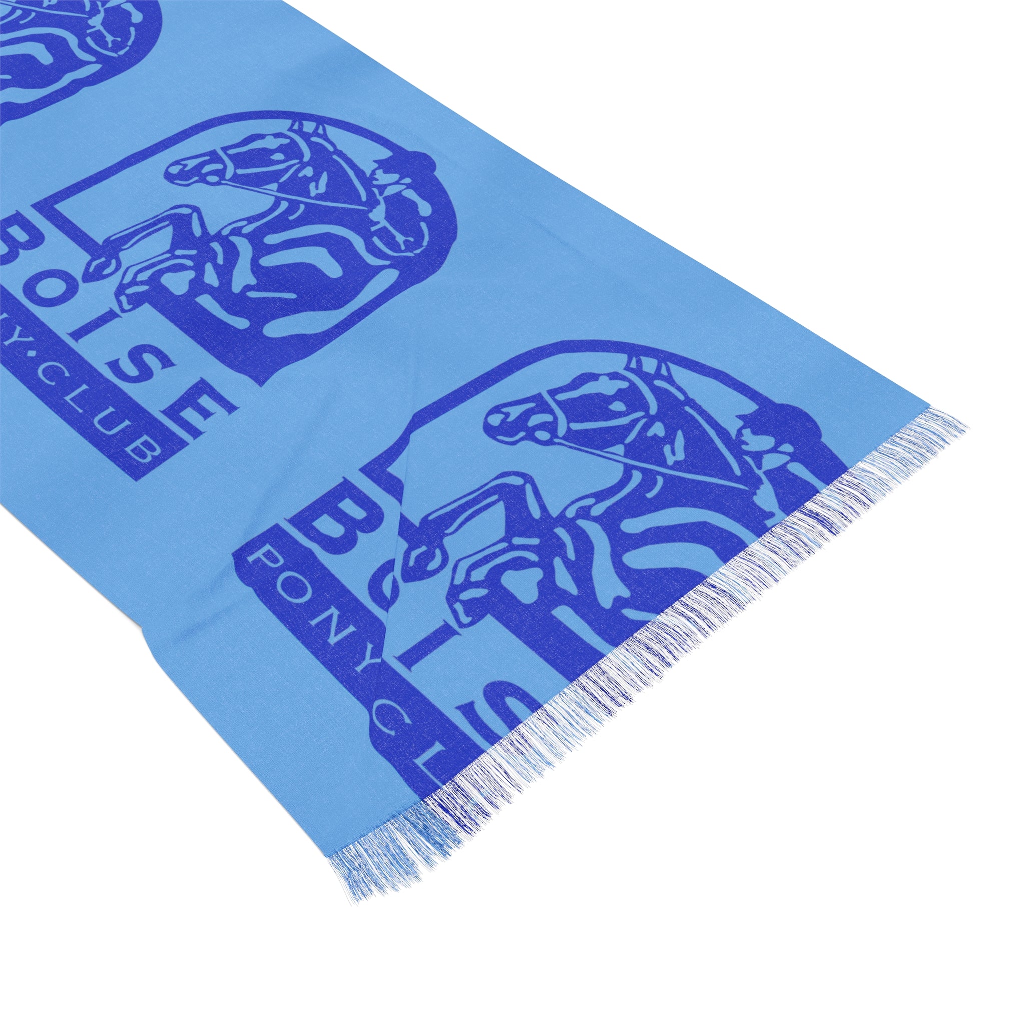 Light Scarf with Boise pony club logo, Blue on blue.