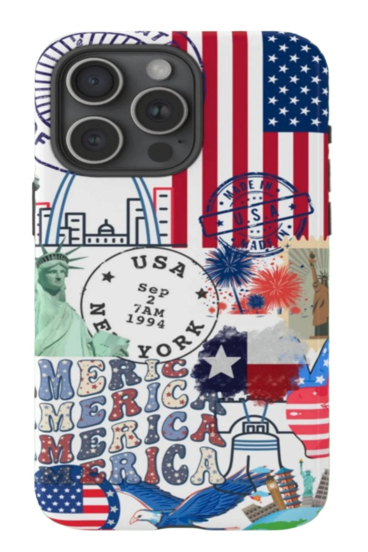 Red White and Blue, USA Tough Case for iPhone, Google, and Samsung. Protective and durable - Blue Star Merch 