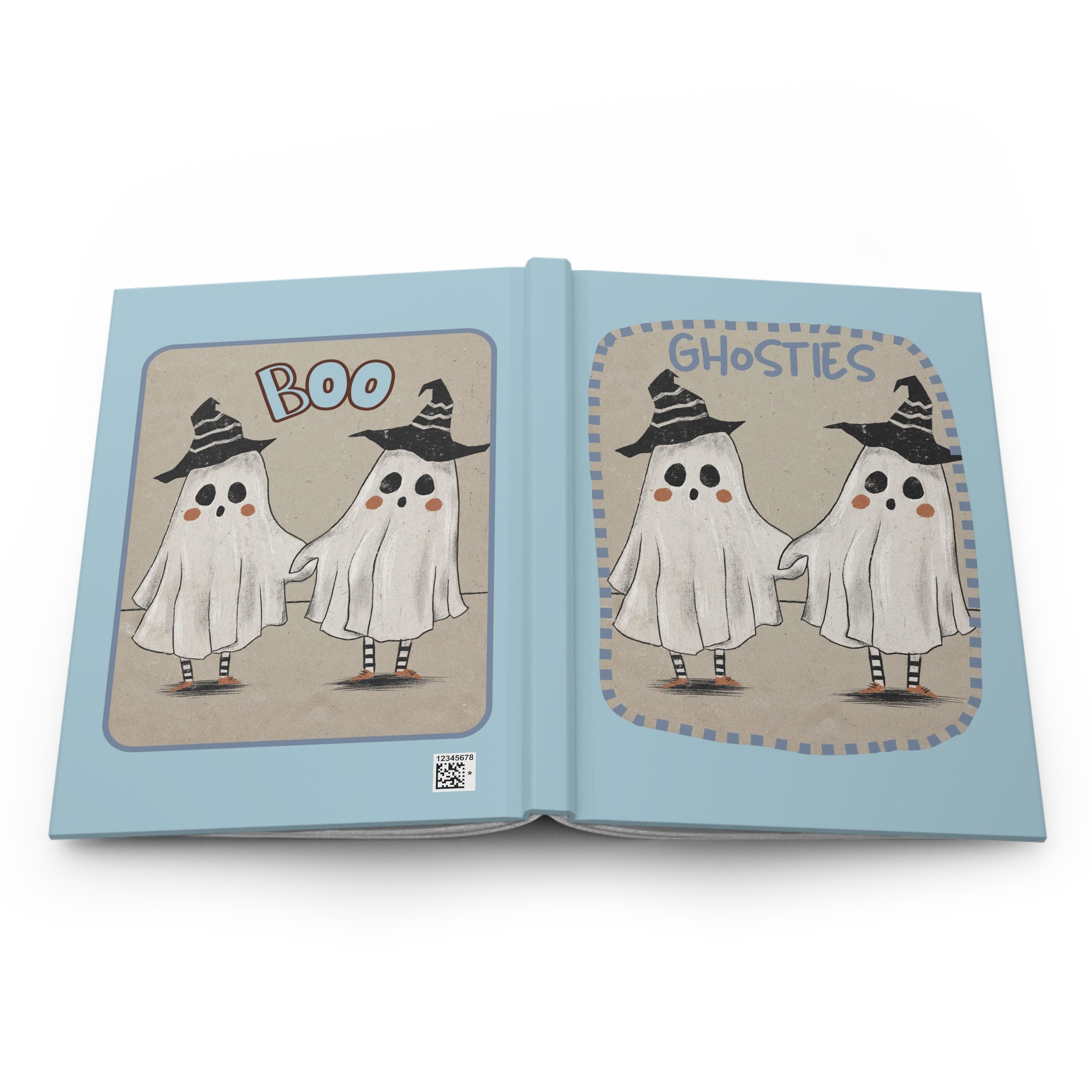 Friendly Ghosts, Hardcover Journal   in Blue  Matte,  Spooky Inspiration