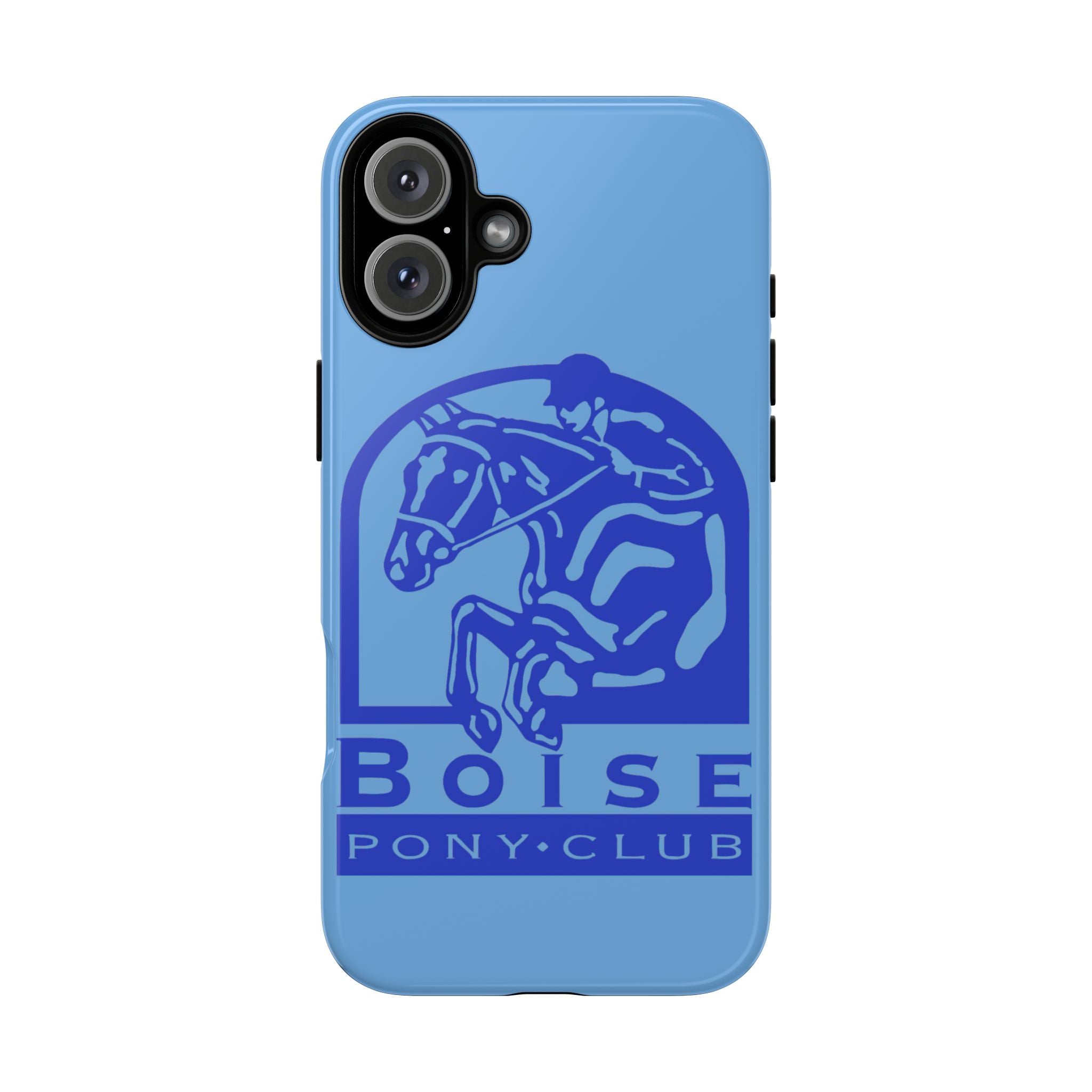 Durable iPhone case with Boise Pony Club logo iPhone 16, 15 and 14 models.