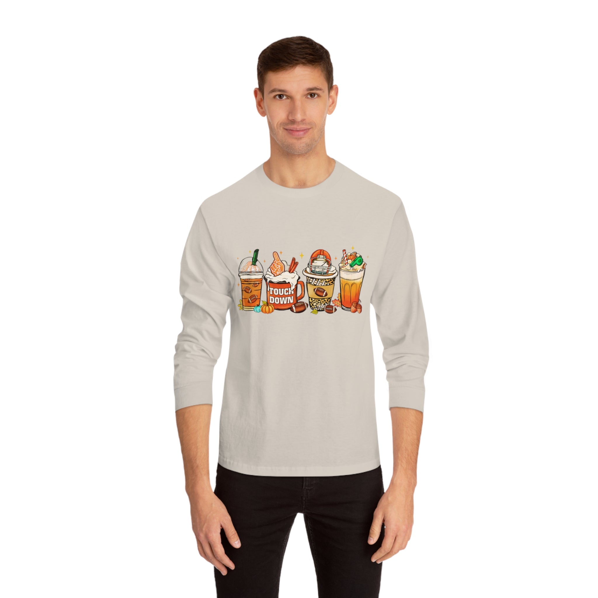 Football Game Day Drinks, Classic Long Sleeve  Cotton T-Shirt