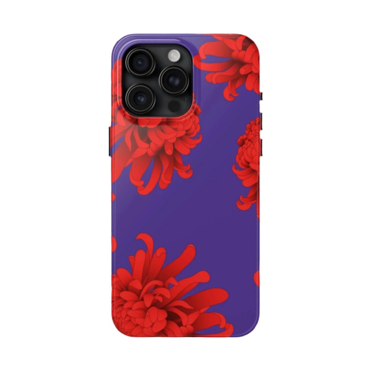 iPhone and Samsung Custom Tough Phone Case, floral, flower red and purple, lightweight and impact resistant - Blue Star Merch 