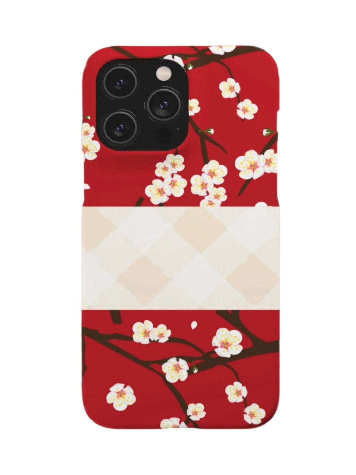 Red Floral and Plaid, Snap Durable Slim Case, iPhone, Samsung, Google. Supports wireless charging