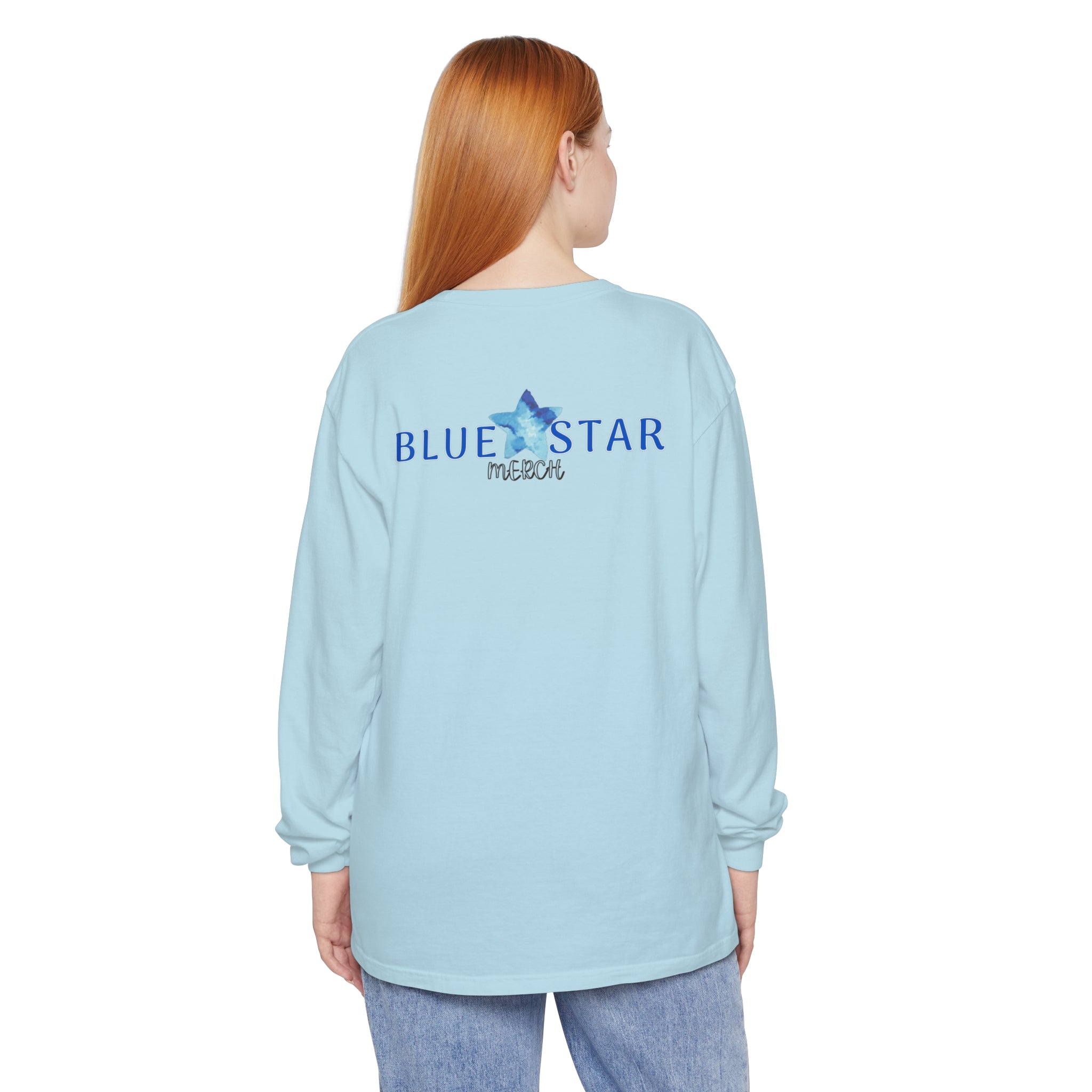 BSM logo off center Star, Unisex Garment-dyed Long Sleeve T-Shirt, Cotton, Medium Weight