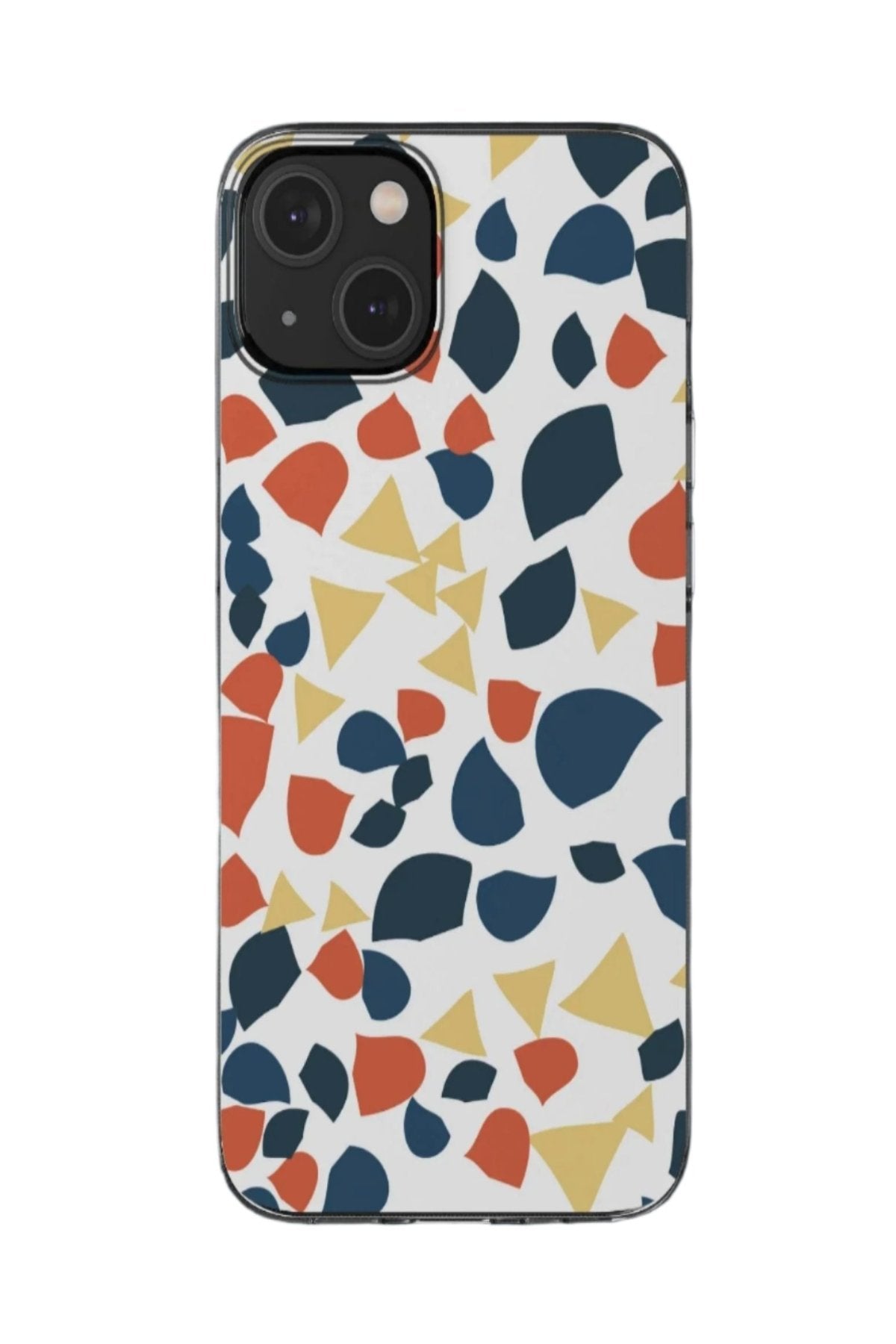 Clear Silicone Phone Case with Terrazzo design, colorful slim case. - Blue Star Merch 