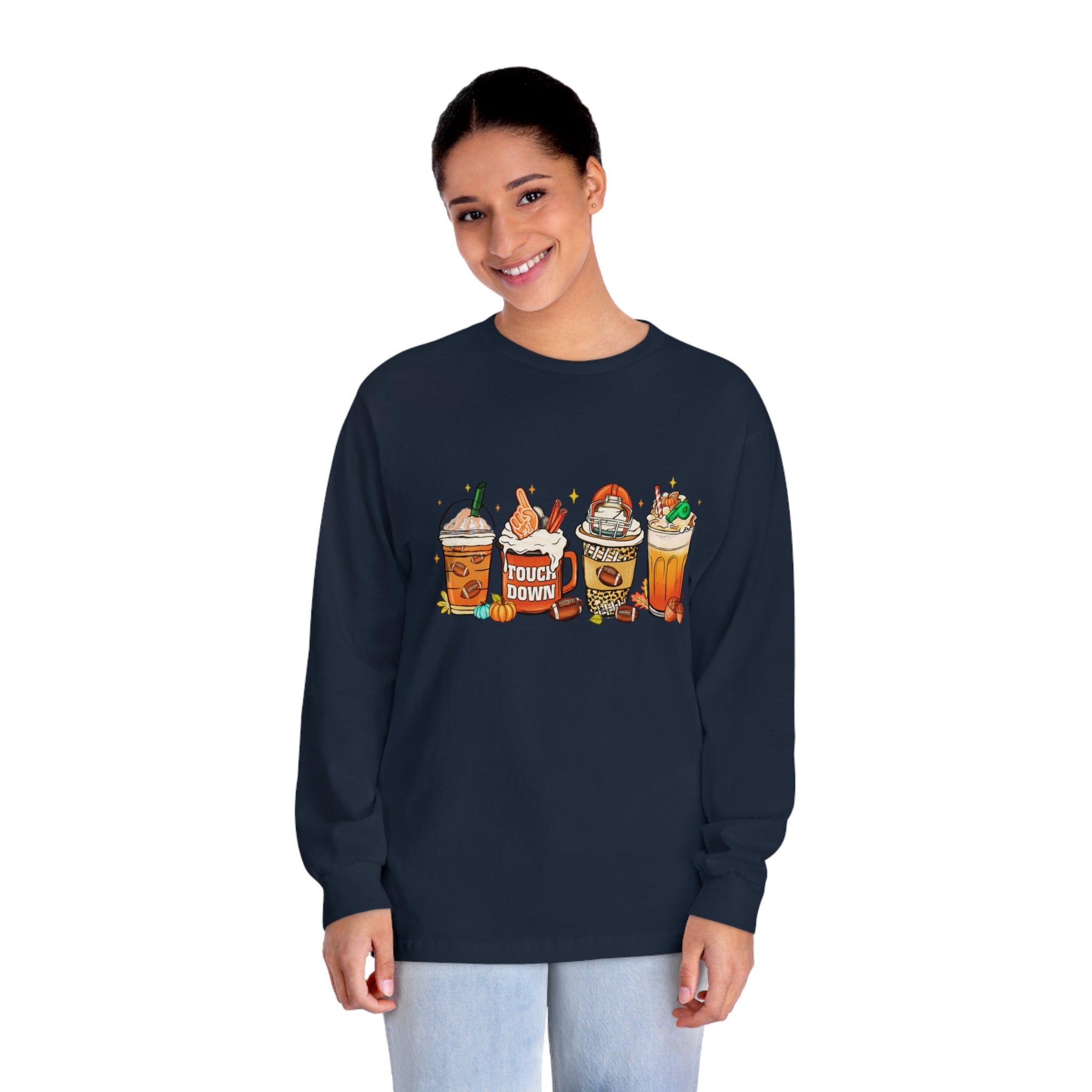 Football Game Day Drinks, Classic Long Sleeve  Cotton T-Shirt