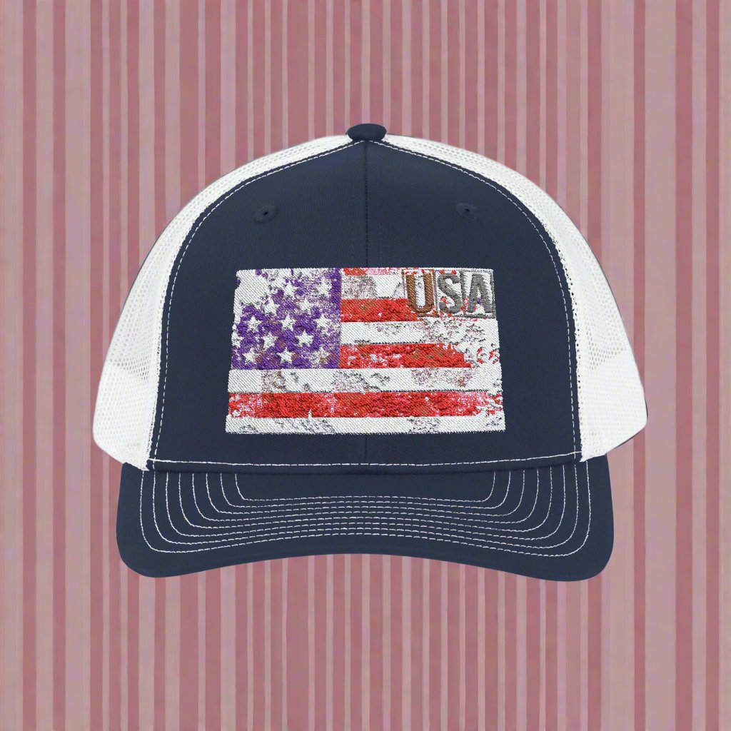 American Flag Trucker Cap | Snapback Trucker Cap | Blue Star Merch