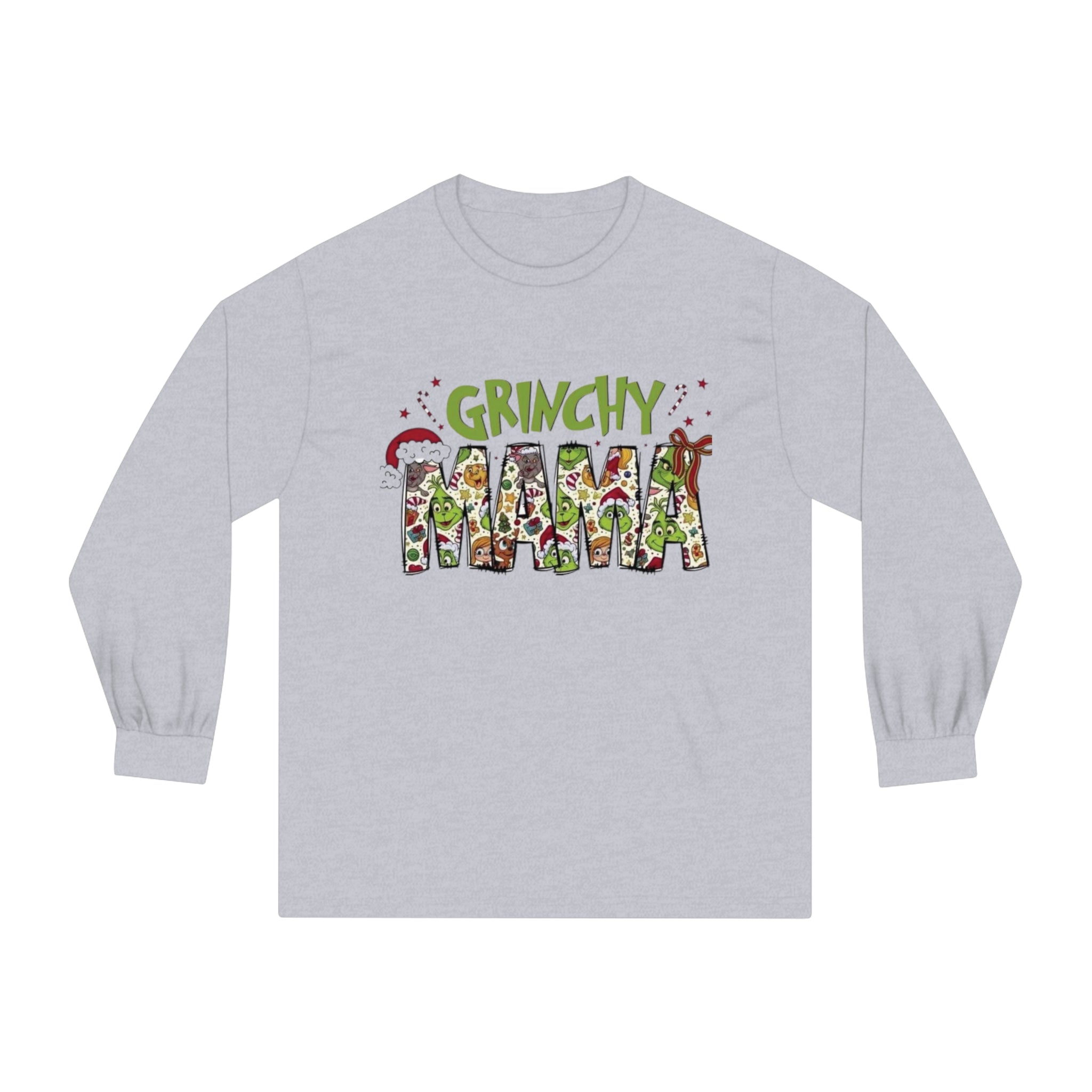 Mama Grinch  Long Sleeve T-Shirt, Cotton tee shirt, Graphic tee shirt, Festive Tee shirt, Grinch tee shirt, Cotton blend tee shirt