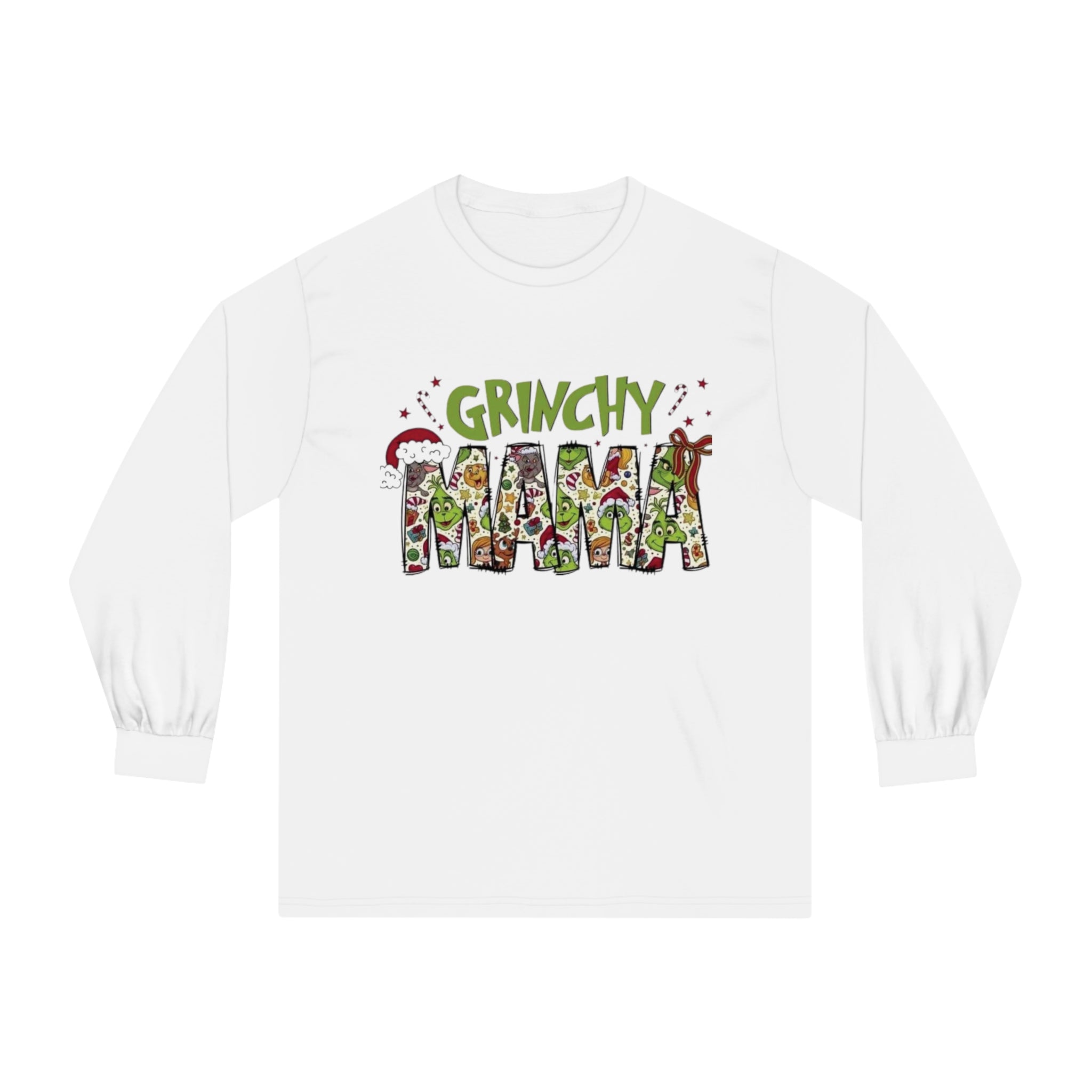 Mama Grinch  Long Sleeve T-Shirt, Cotton tee shirt, Graphic tee shirt, Festive Tee shirt, Grinch tee shirt, Cotton blend tee shirt