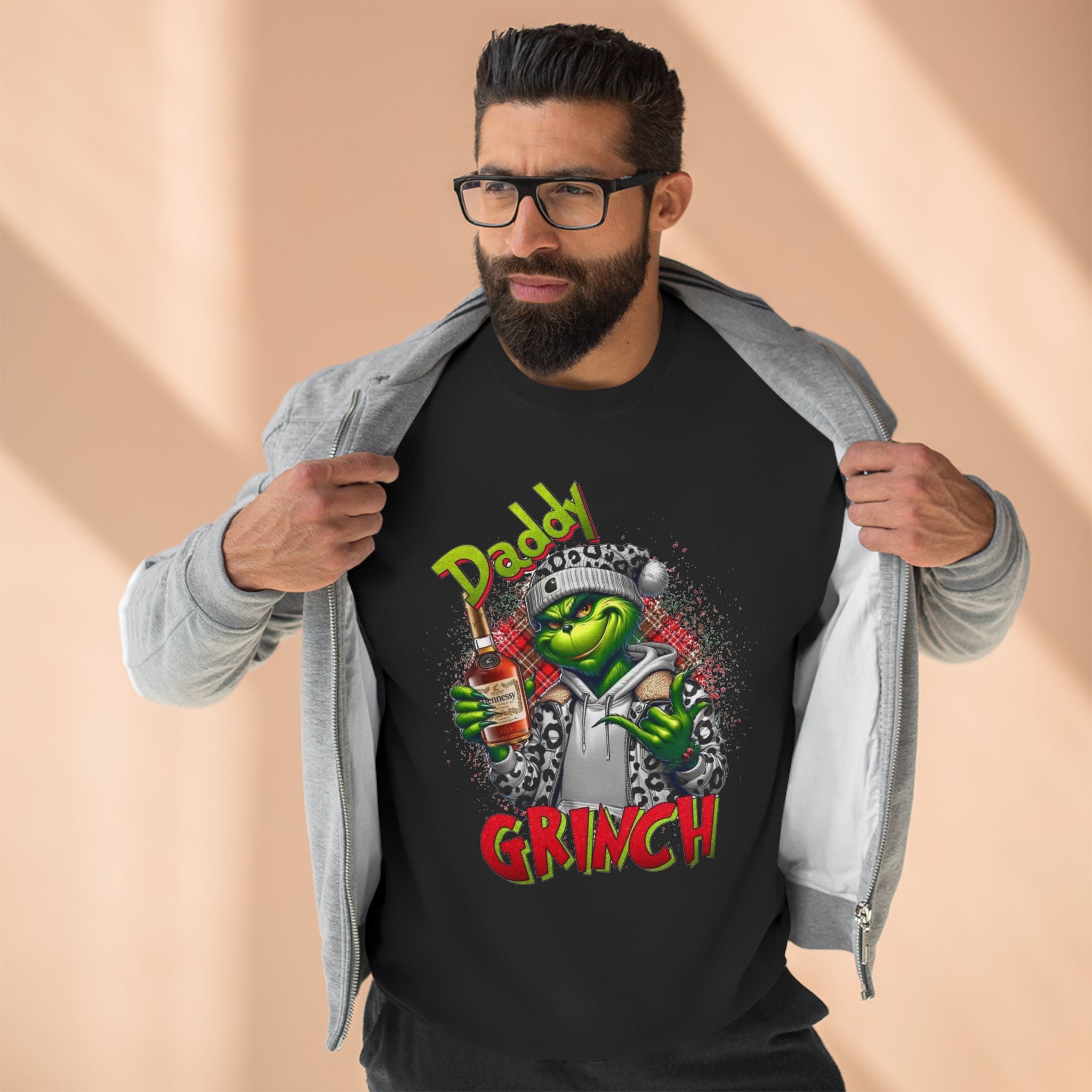 Mens Crewneck Sweatshirt, Cotton Blend Sweatshirt, Festive Sweatshirt, Daddy Grinch Sweatshirt, Daddy Grinch, Guys Sweatshirt