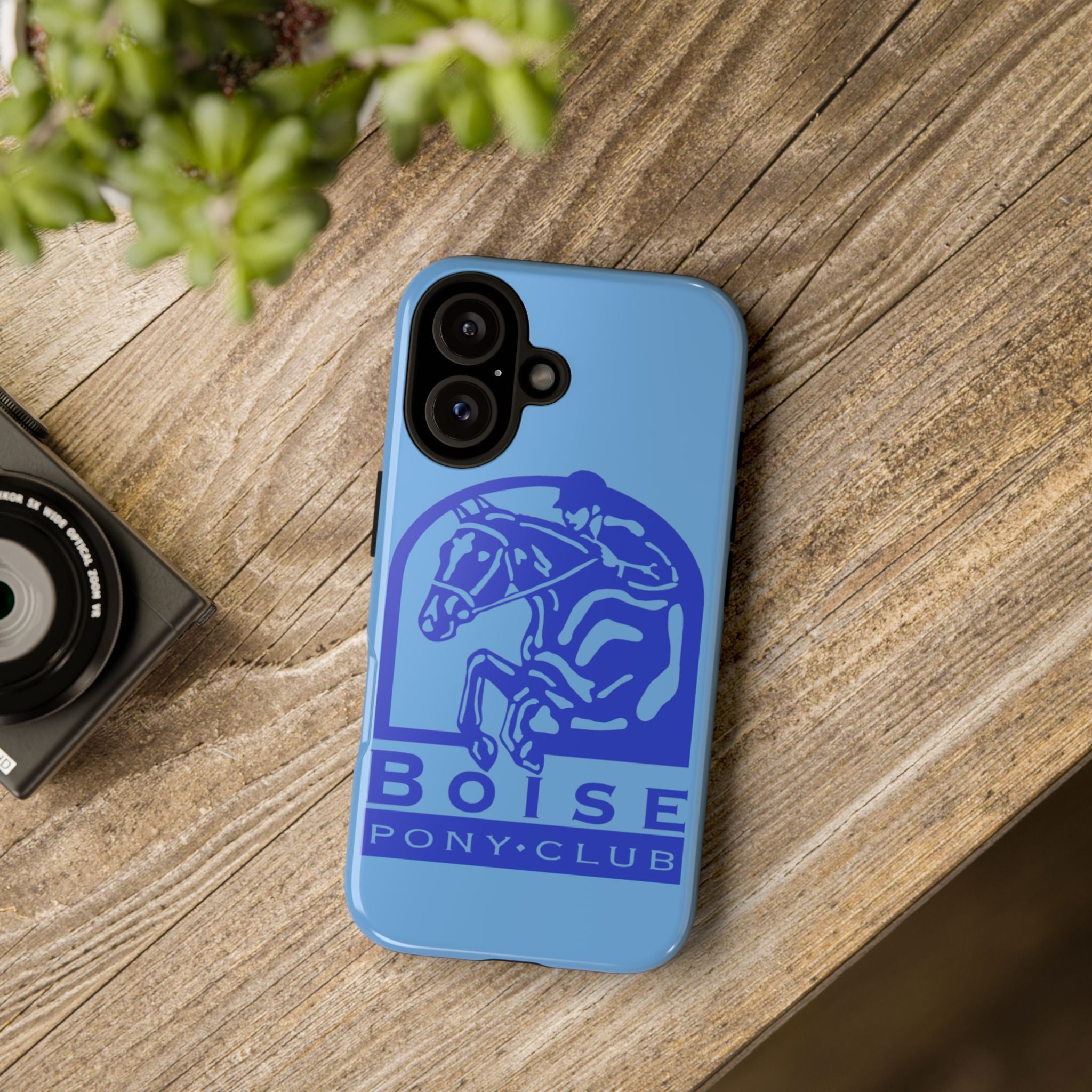 Durable iPhone case with Boise Pony Club logo iPhone 16, 15 and 14 models.