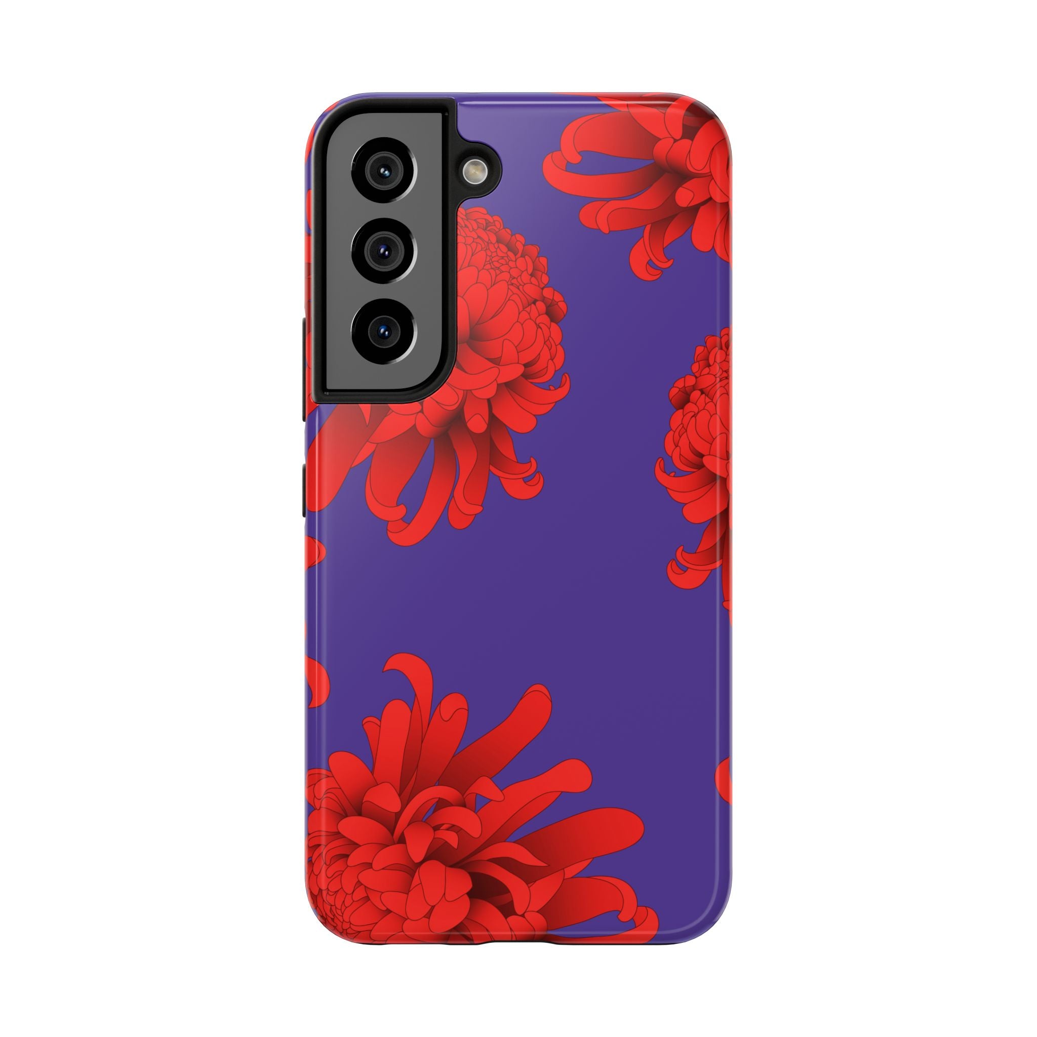 iPhone and Samsung Custom Tough Phone Case, floral, flower red and purple, lightweight and impact resistant - Blue Star Merch 