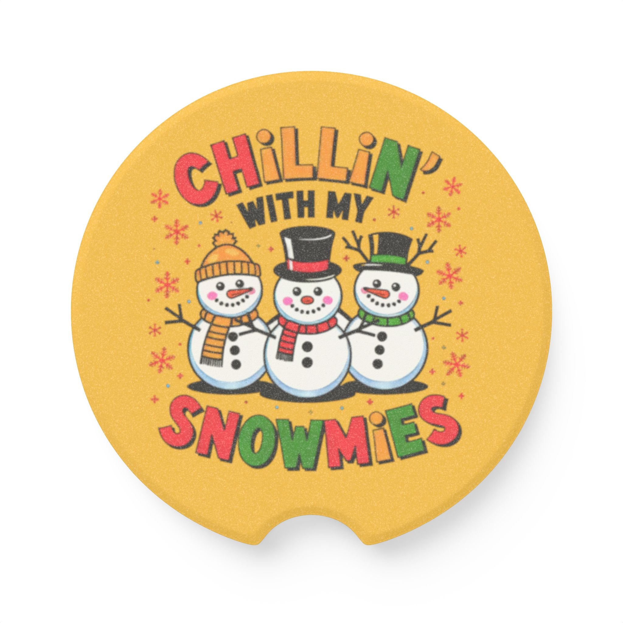 Snowman Soapstone Car Coaster in Matte, Chillin with my Snowmies Car Coaster