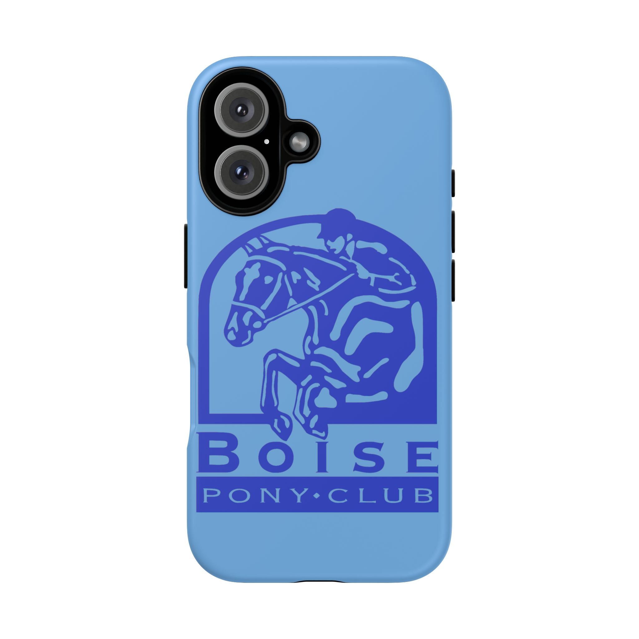 Durable iPhone case with Boise Pony Club logo iPhone 16, 15 and 14 models.