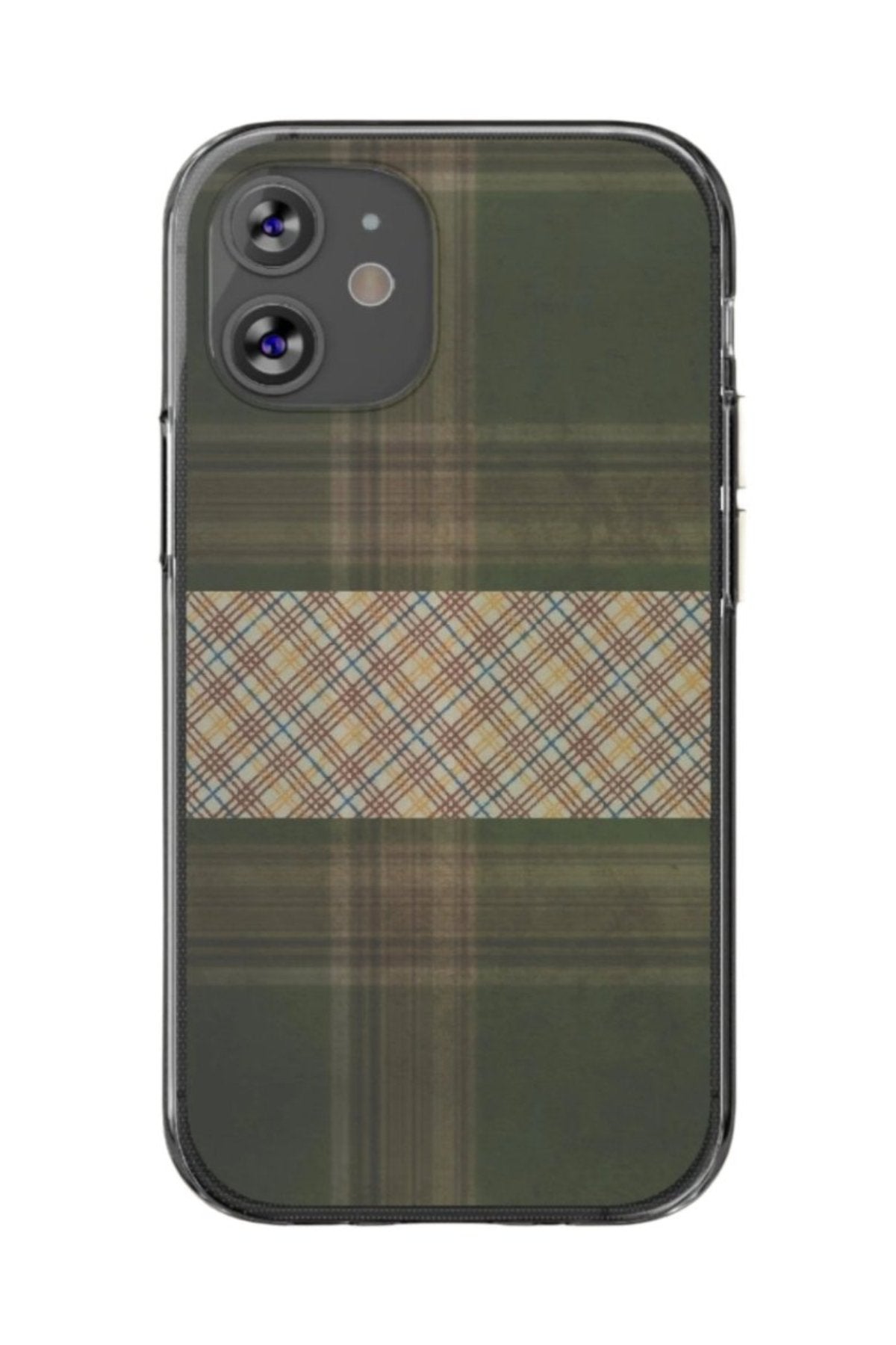 Clear Silicone Phone Case with Green Plaid design. Slim profile and protects from light bumps and scratches. - Blue Star Merch 