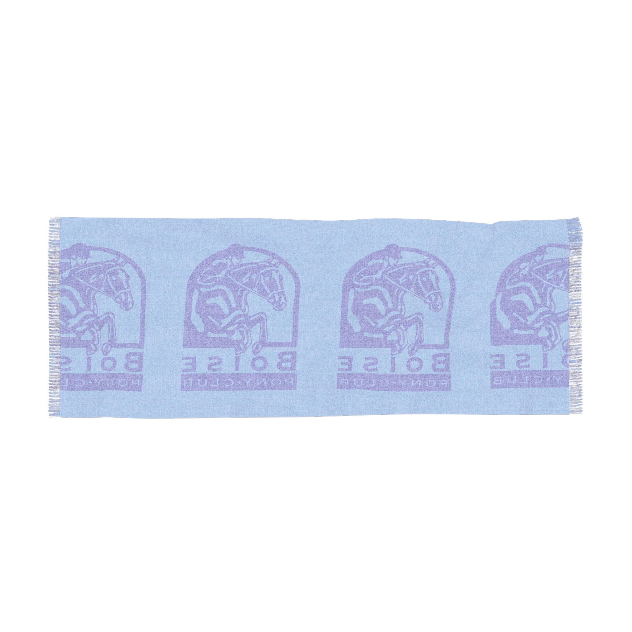 Light Scarf with Boise pony club logo, Blue on blue.