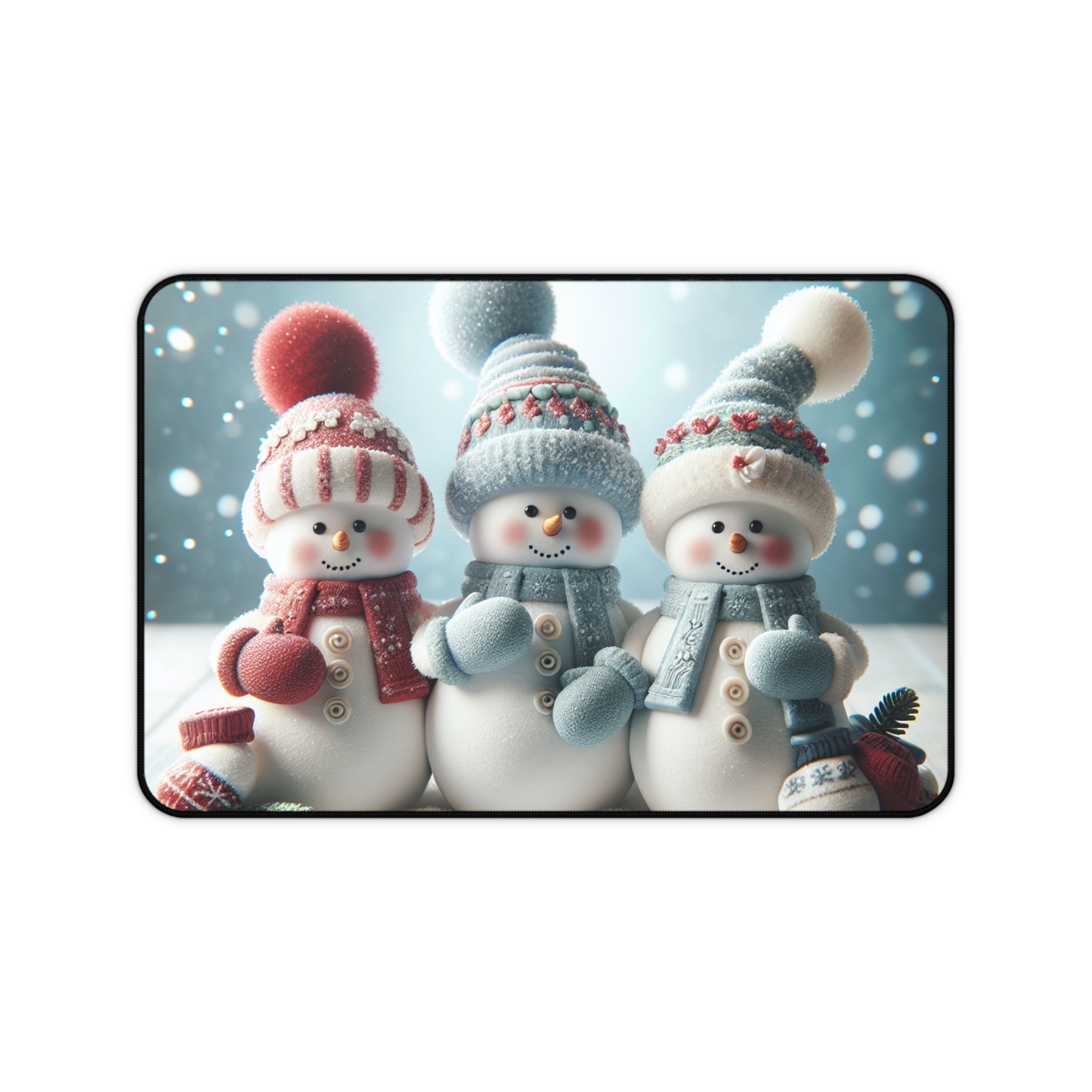 Desk Mat - Cute Snowman Winter Scene