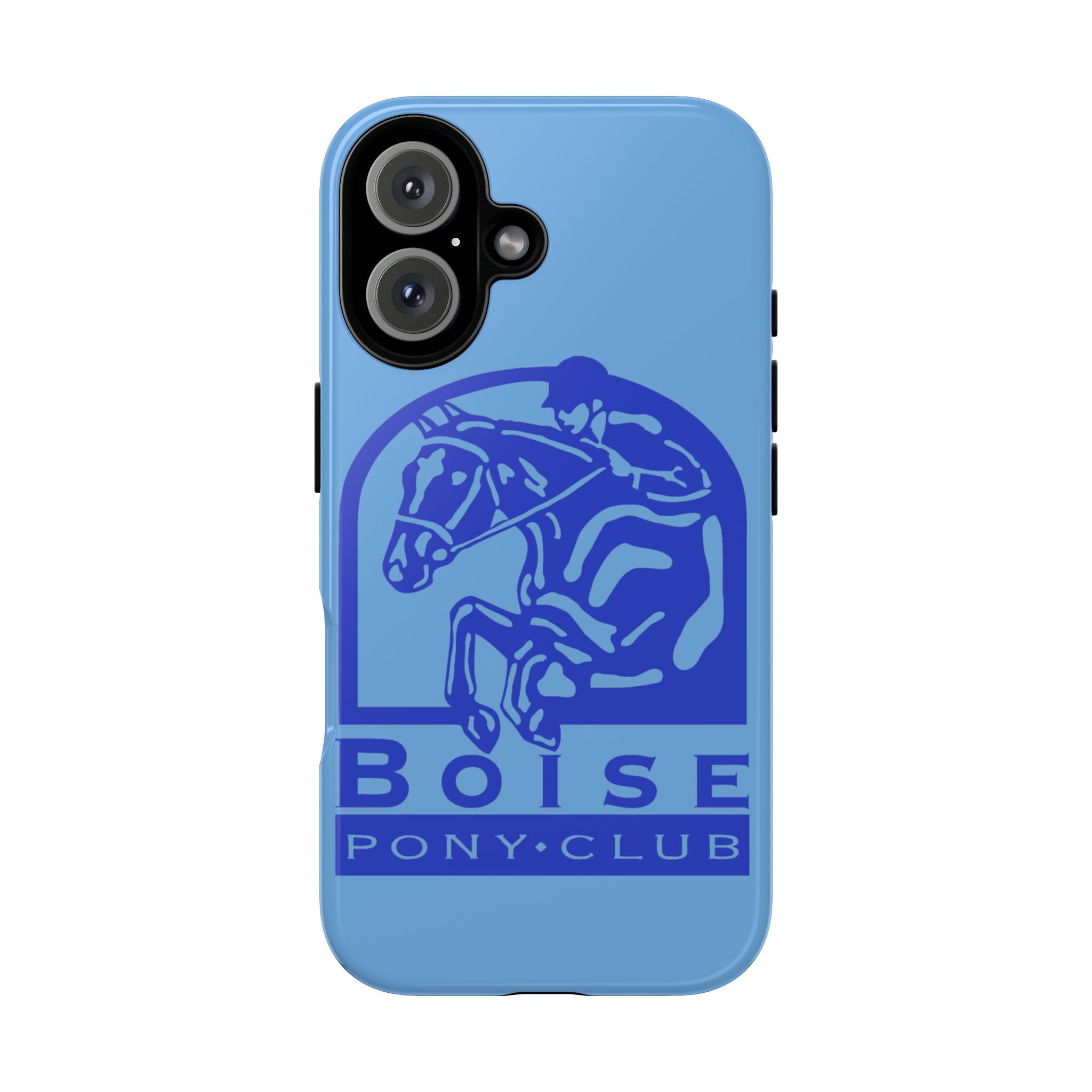 Durable iPhone case with Boise Pony Club logo iPhone 16, 15 and 14 models.