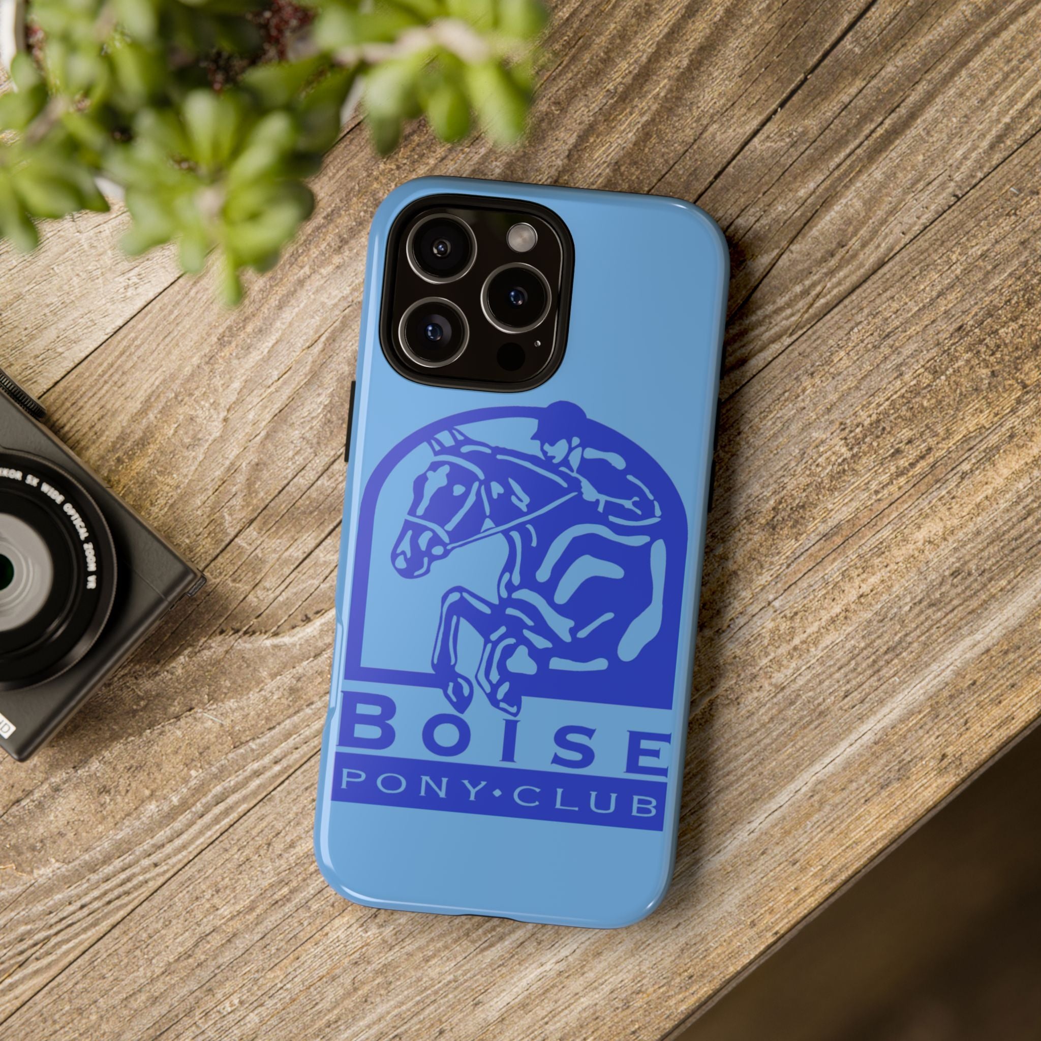 Durable iPhone case with Boise Pony Club logo iPhone 16, 15 and 14 models.