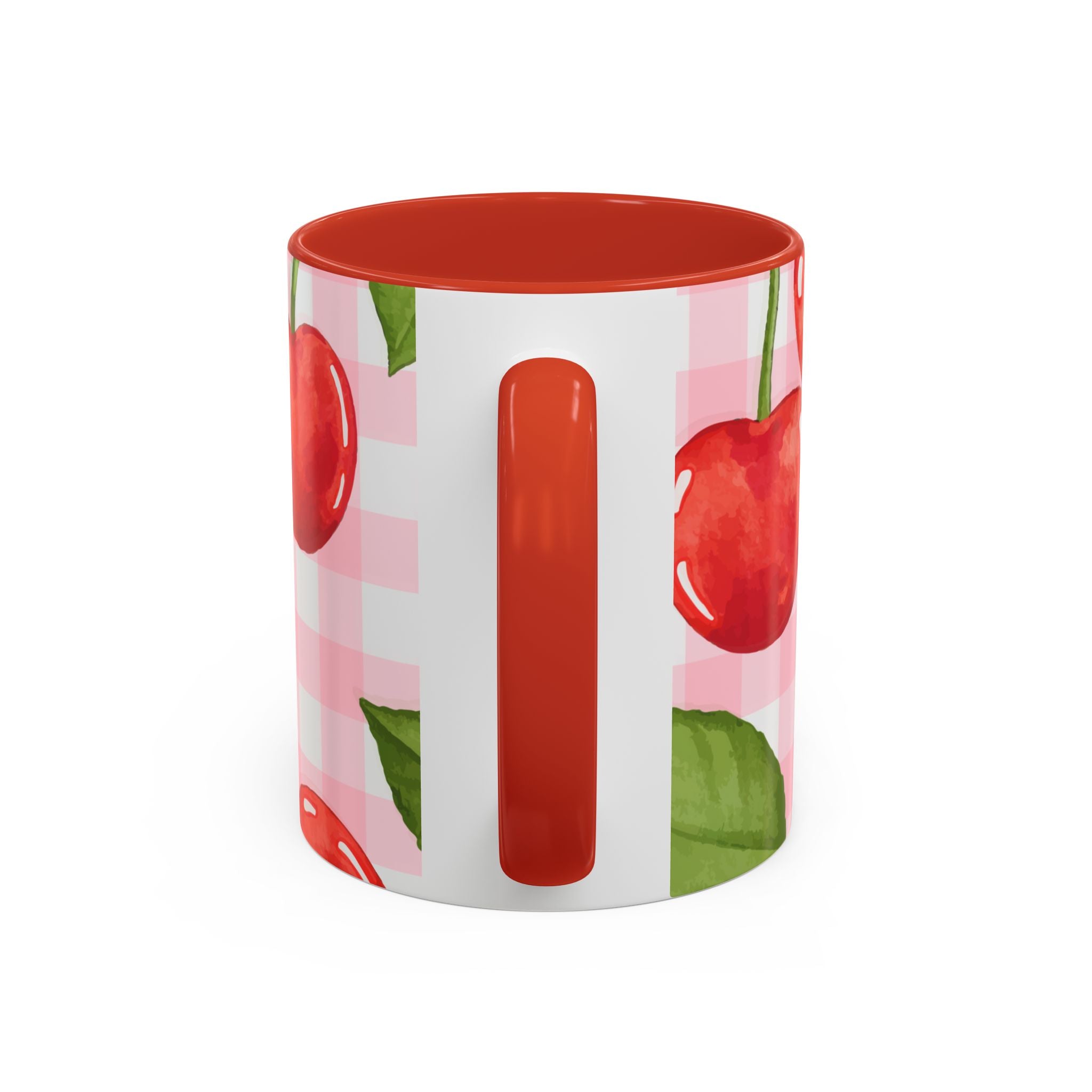 Colorful Cherries Accent Coffee Mug (11, 15oz) in red or blue