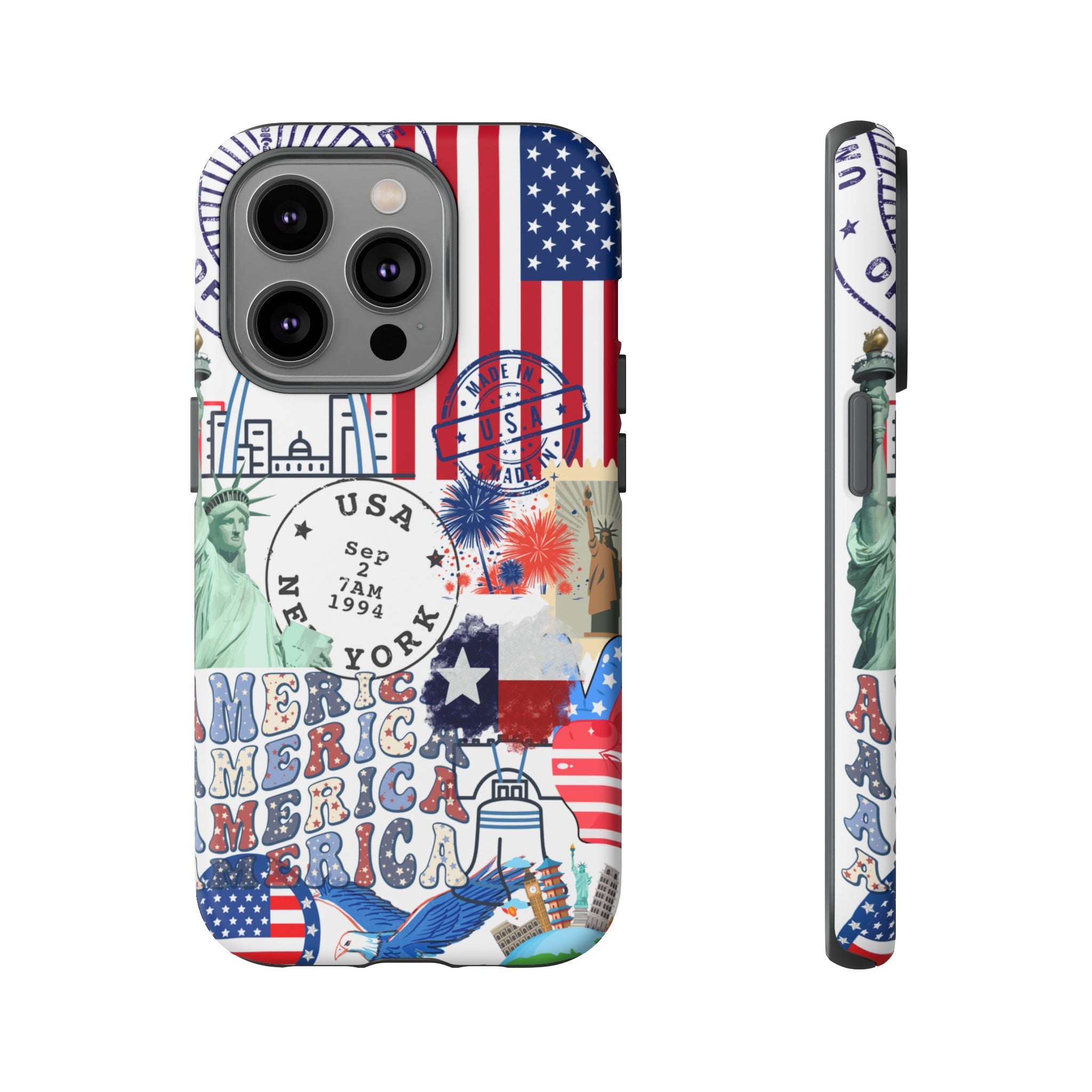 Red White and Blue, USA Tough Case for iPhone, Google, and Samsung. Protective and durable - Blue Star Merch 