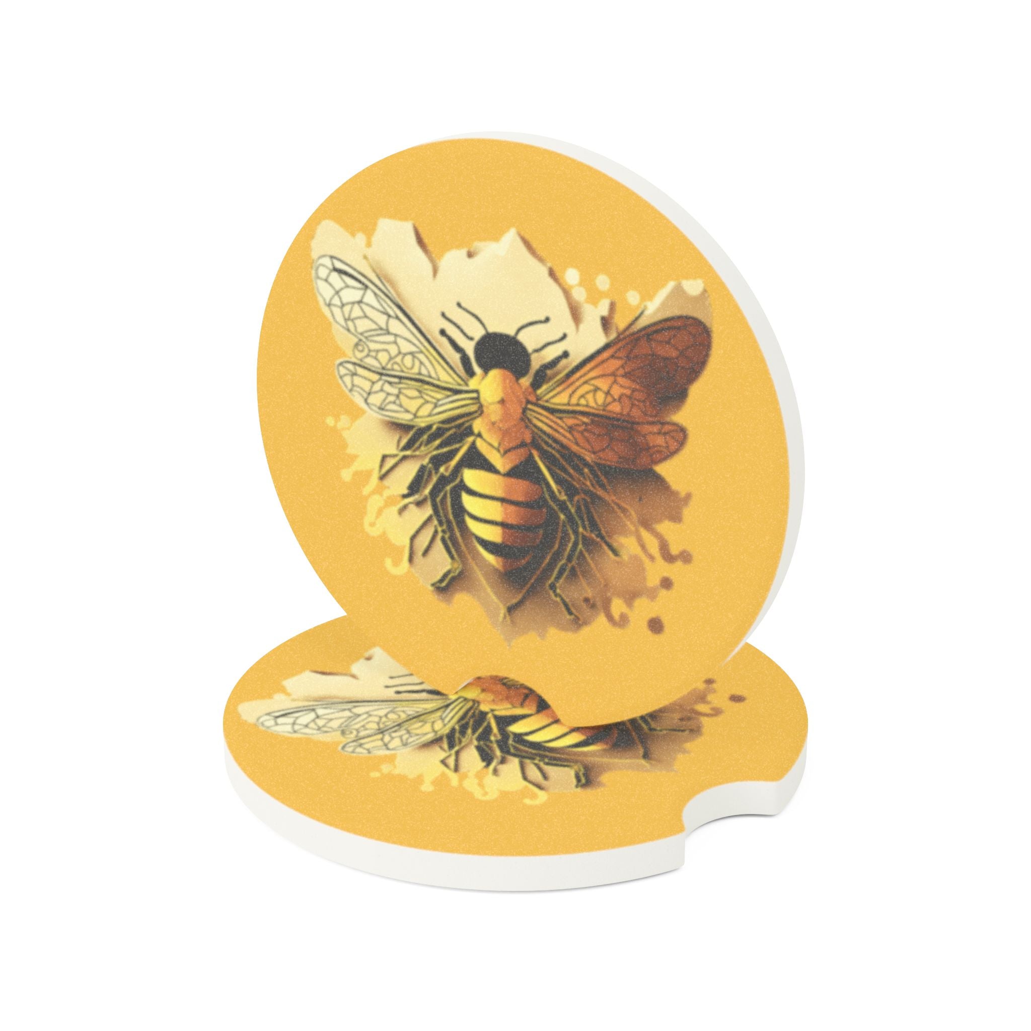 Vintage Bee Soapstone Car Coaster in Matte