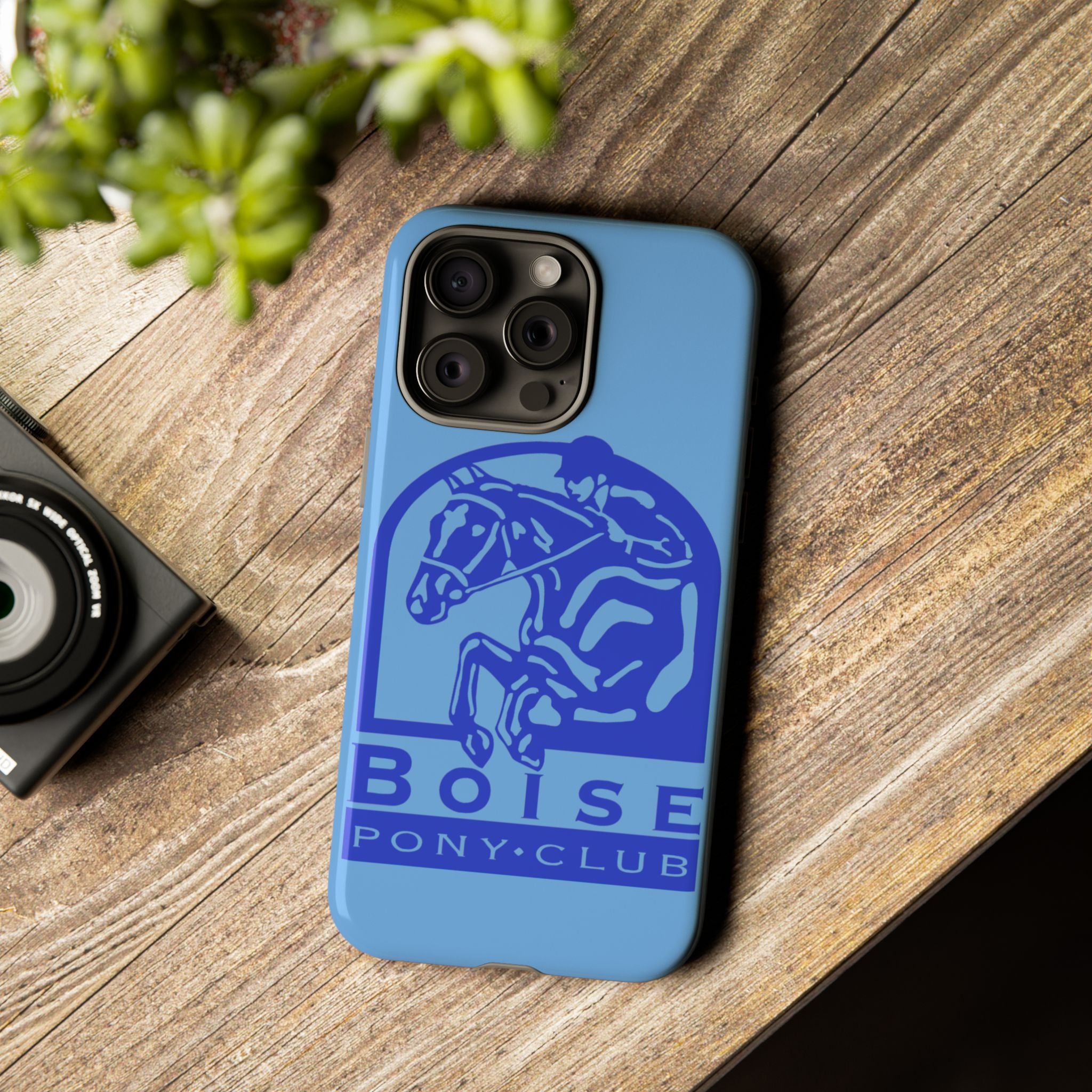 Durable iPhone case with Boise Pony Club logo iPhone 16, 15 and 14 models.