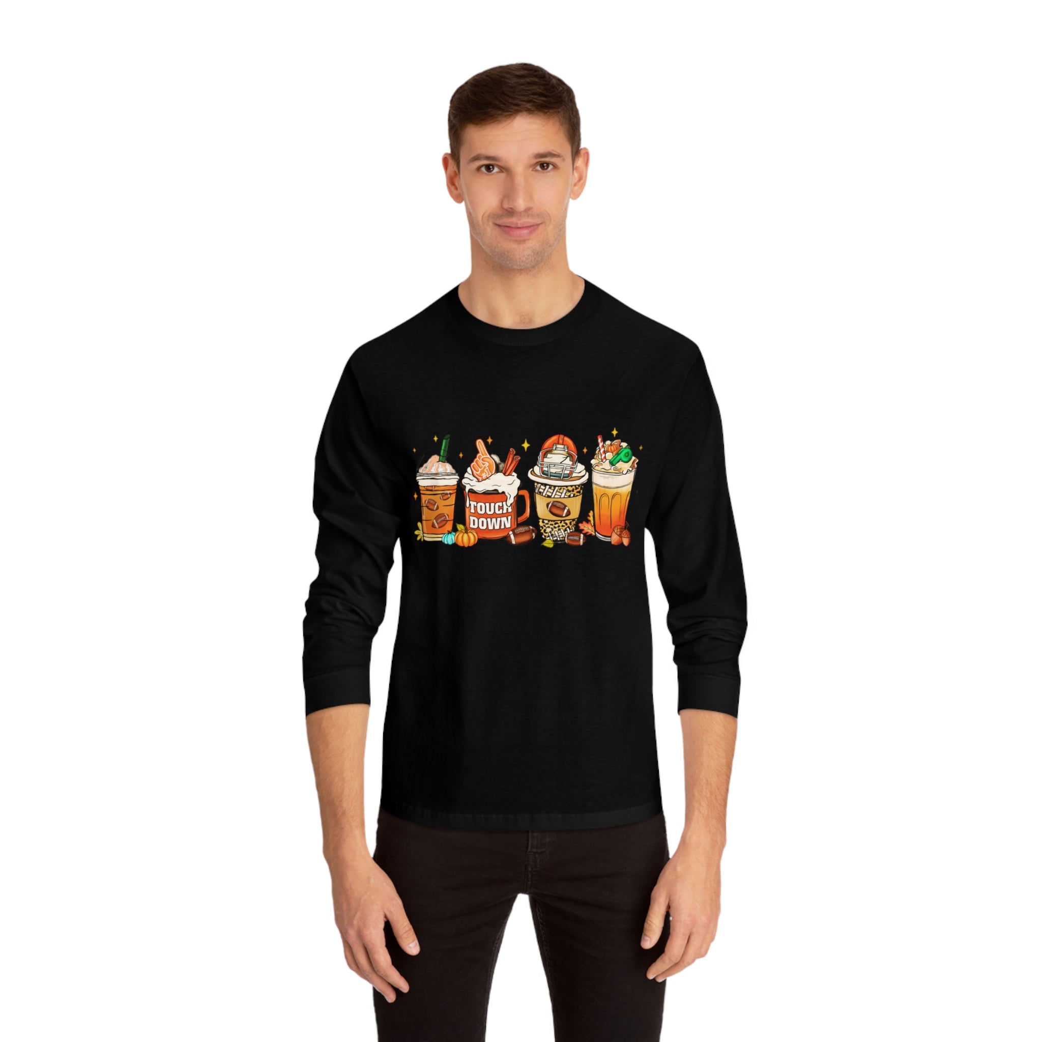 Football Game Day Drinks, Classic Long Sleeve  Cotton T-Shirt