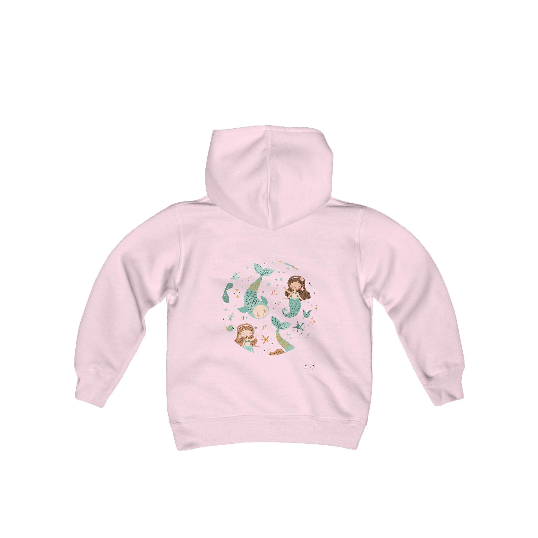 Girls Mermaid Circle  on Heavy Blend Youth Hooded Sweatshirt, Cotton Blend