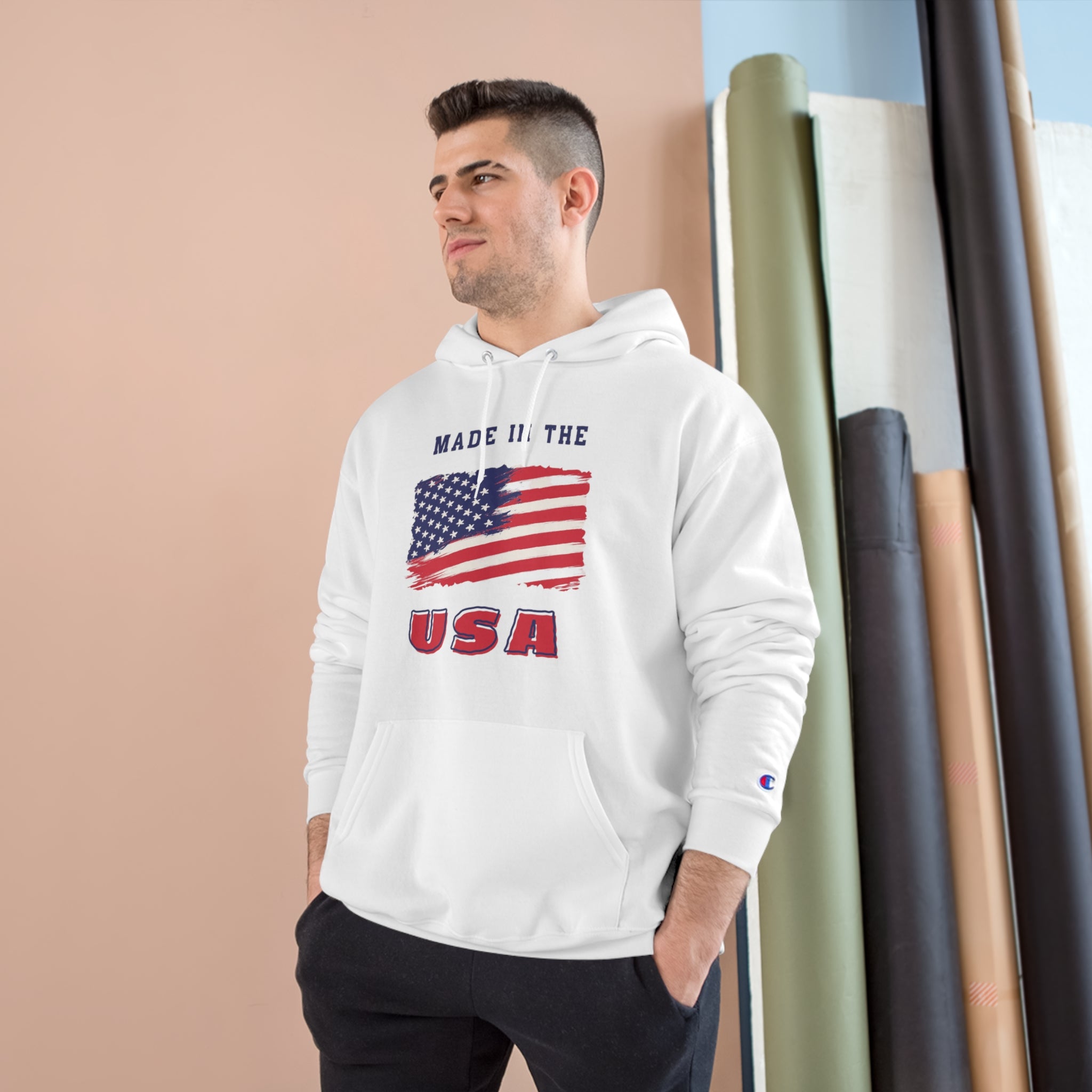 Champion Hoodie, Made in the USA Hoodie,  Cotton Hoodie, Mens Hoodie, Ladies Hoodie, American Flag Hoodie