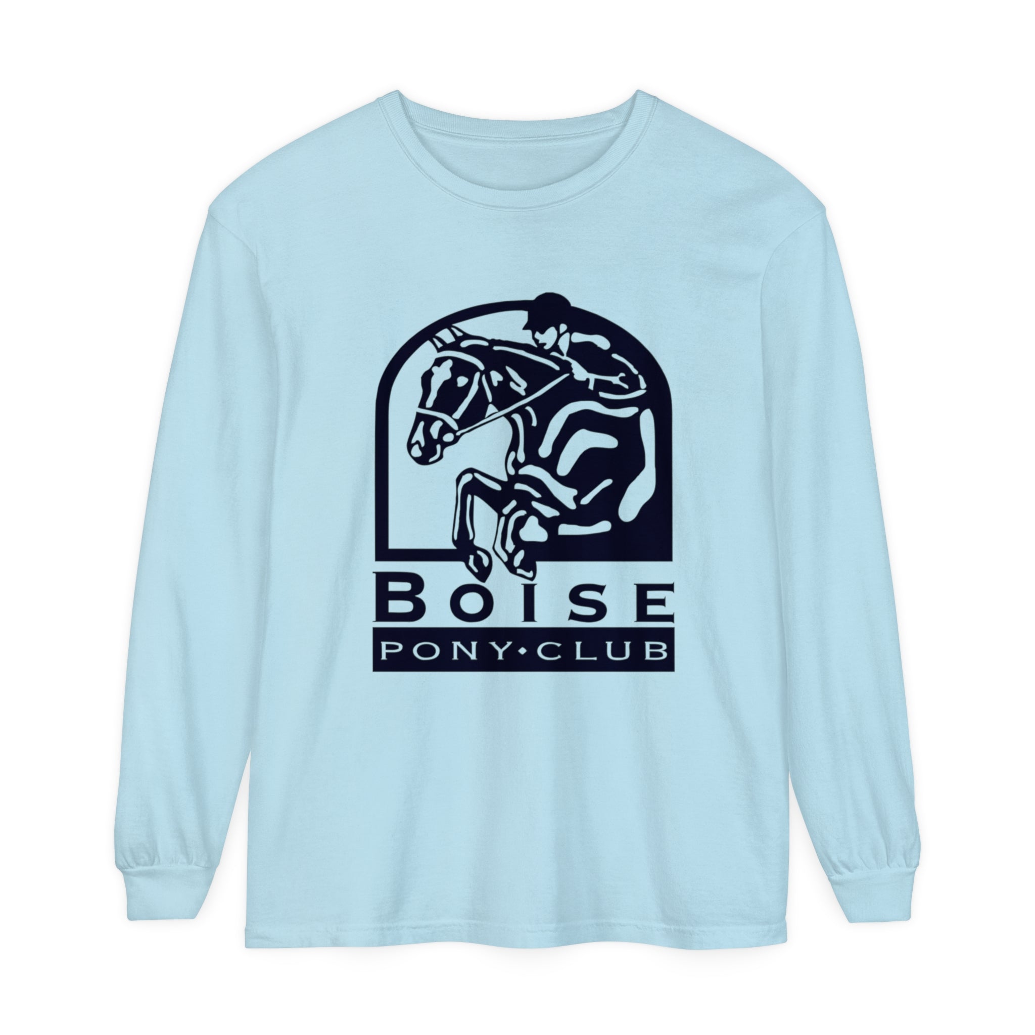 Garment-dyed Long Sleeve Cotton T-Shirt with Boise Pony Club logo