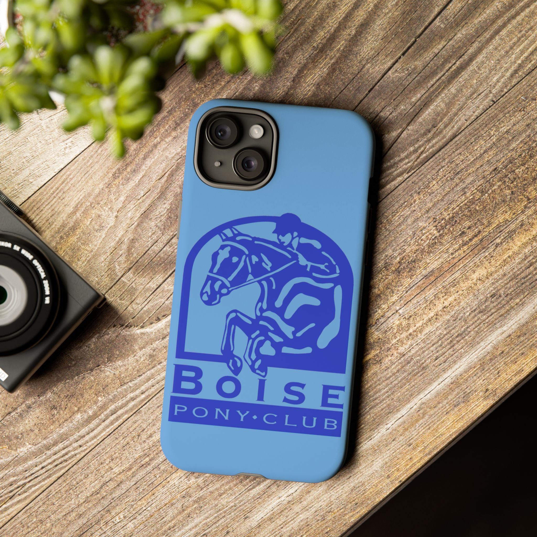 Durable iPhone case with Boise Pony Club logo iPhone 16, 15 and 14 models.