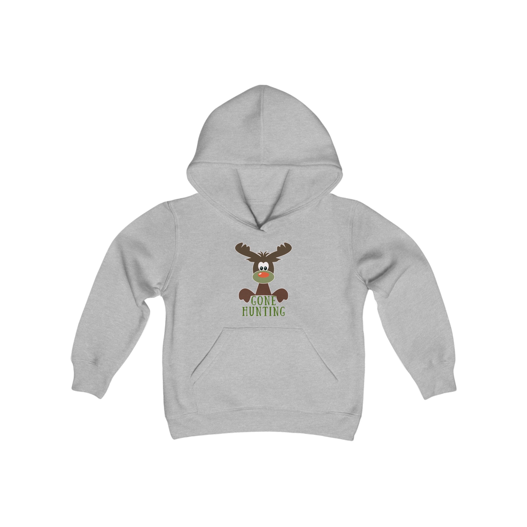 Boys Youth, "Gone Hunting" on front and back,  Heavy Blend Hooded Sweatshirt, Cotton blend