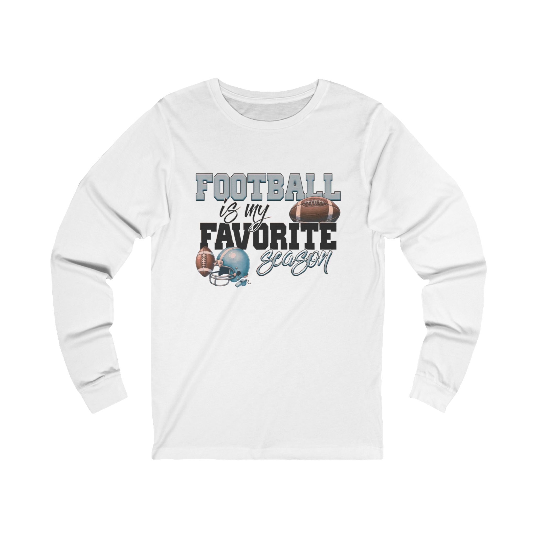 Football Season, Long Sleeve Jersey  Tee. Light weight Cotton fabric. Game Day tee