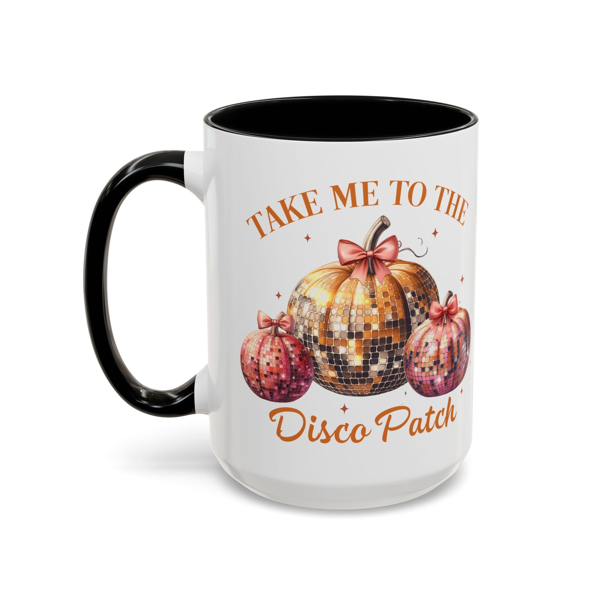 Pumpkin  Disco  Patch Accent Ceramic Coffee Mug (11, 15oz) in 2 colors