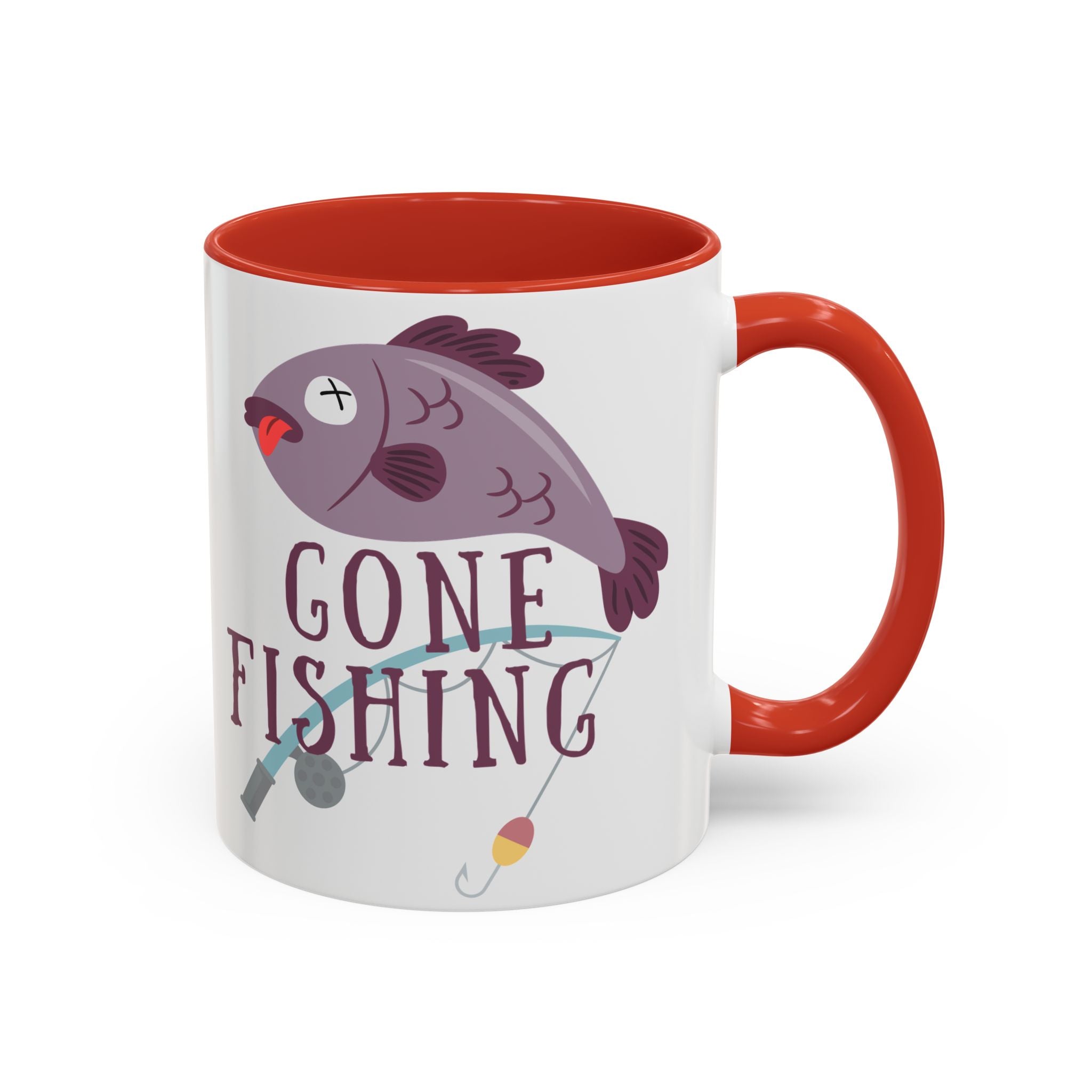 “Gone Fishing” Accent Ceramic Coffee Mug (11, 15oz)