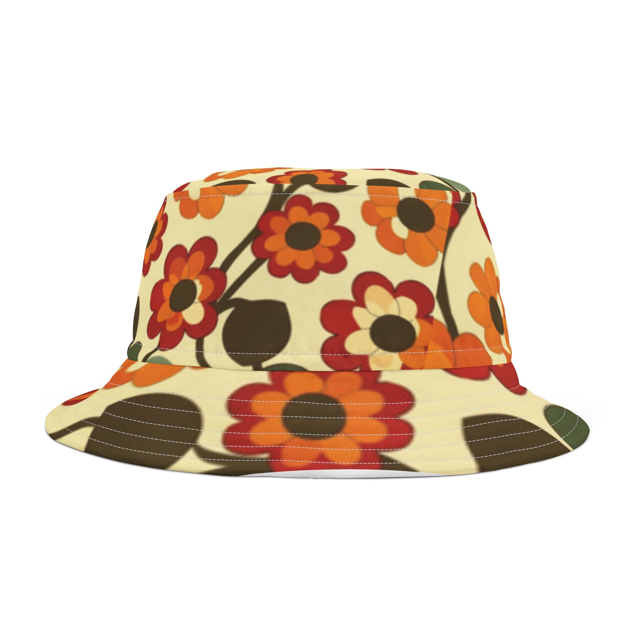 Retro Flower Bucket Hat Bucket Hat Floral Hat Retro floral Hat Festival Hat