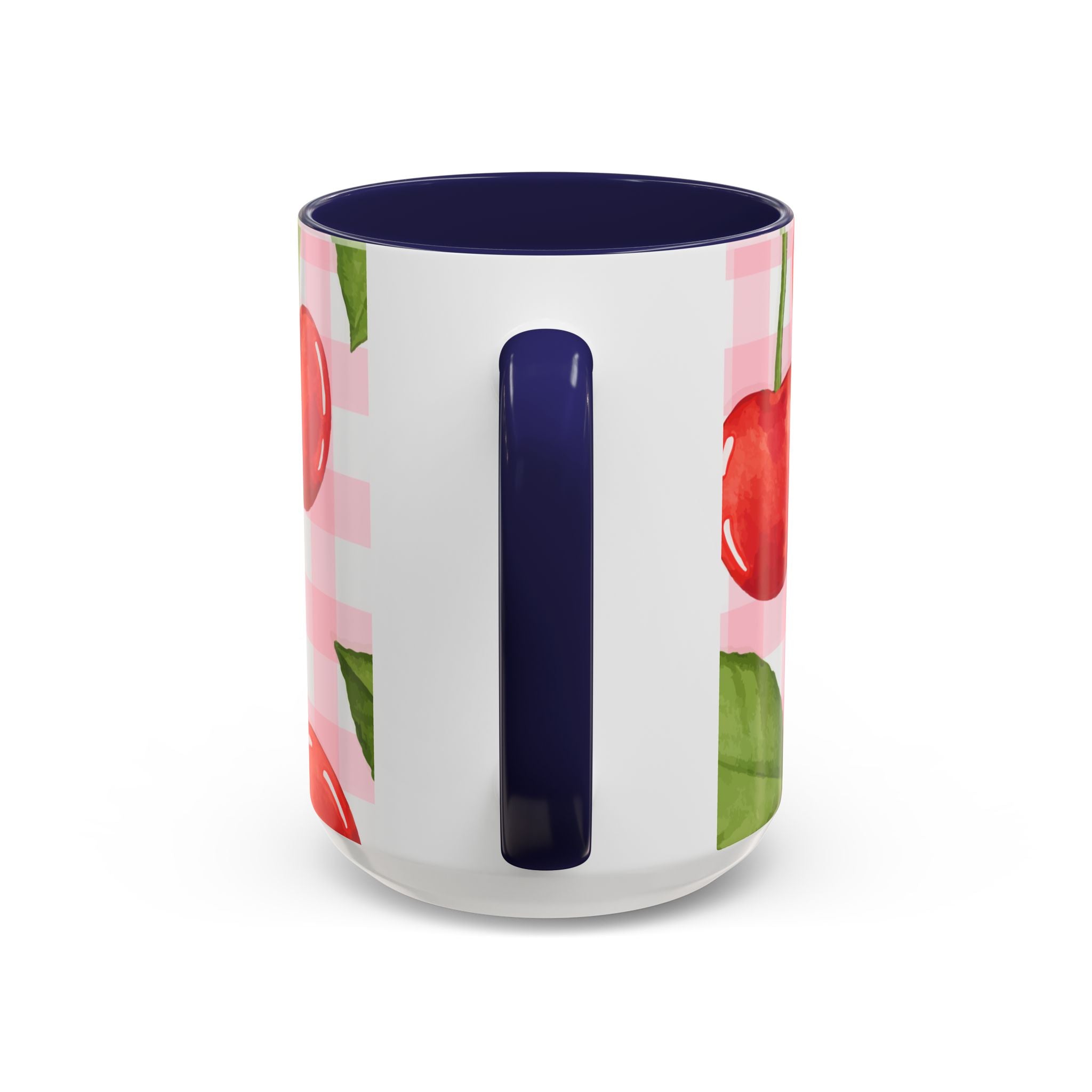 Colorful Cherries Accent Coffee Mug (11, 15oz) in red or blue