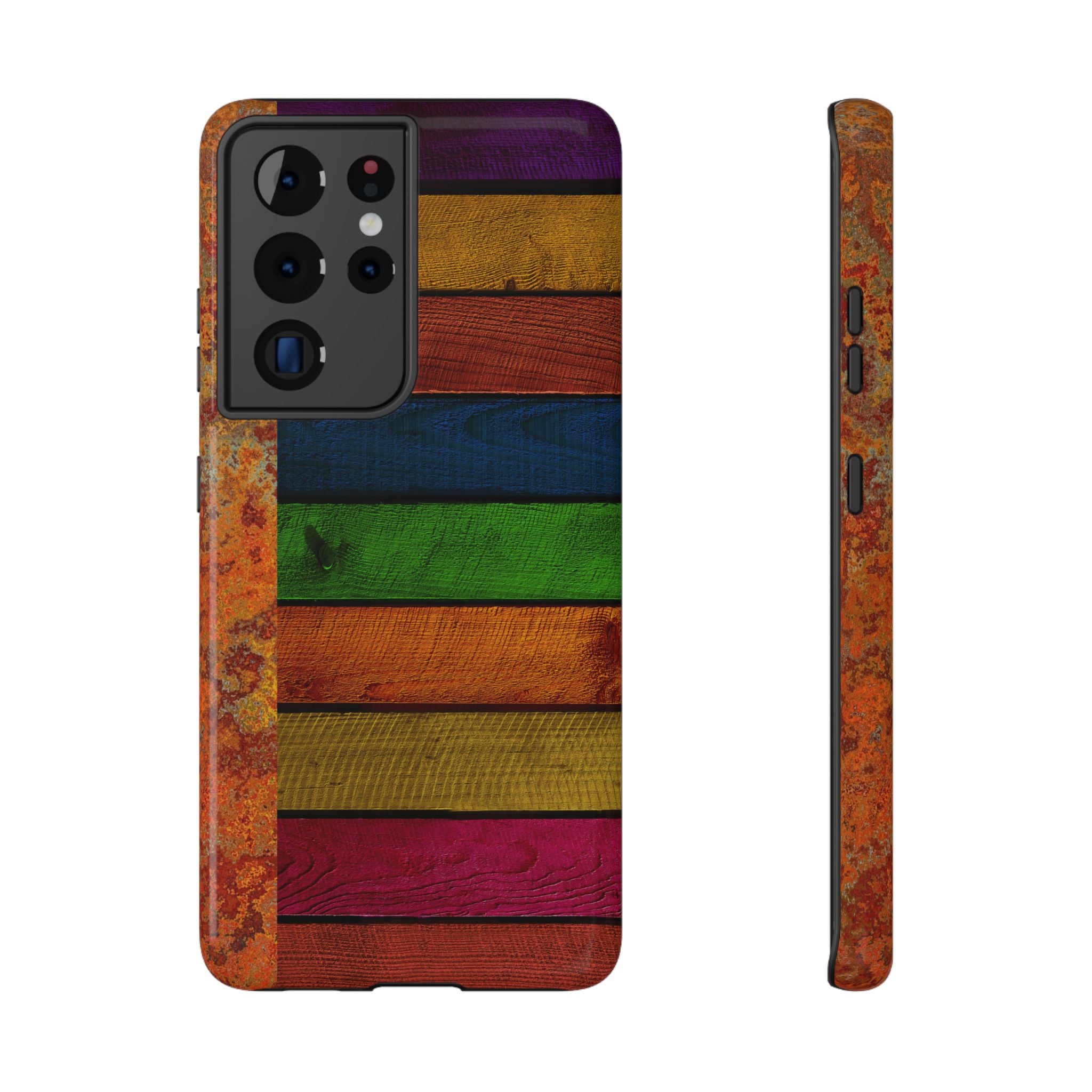 Custom Colorful Stripe design,  Impact Resistant Case in  Glossy or Matte. Supports wireless charging, Bold Colors - Blue Star Merch 