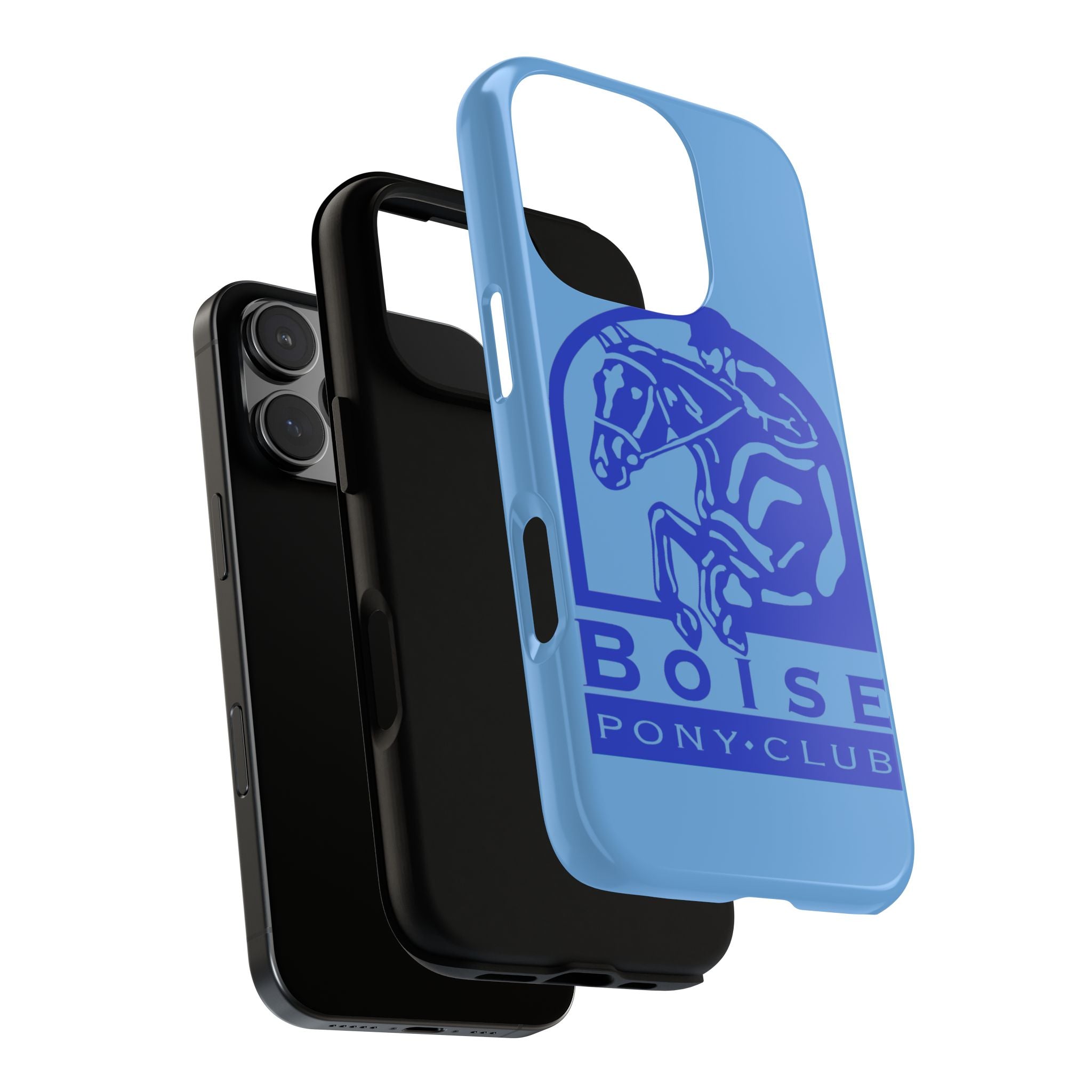 Durable iPhone case with Boise Pony Club logo iPhone 16, 15 and 14 models.