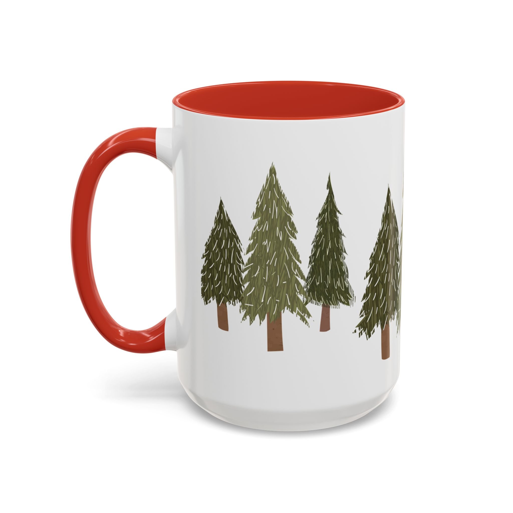 Christmas holiday trees with colorful Accents, Coffee  Mug (11, 15oz)