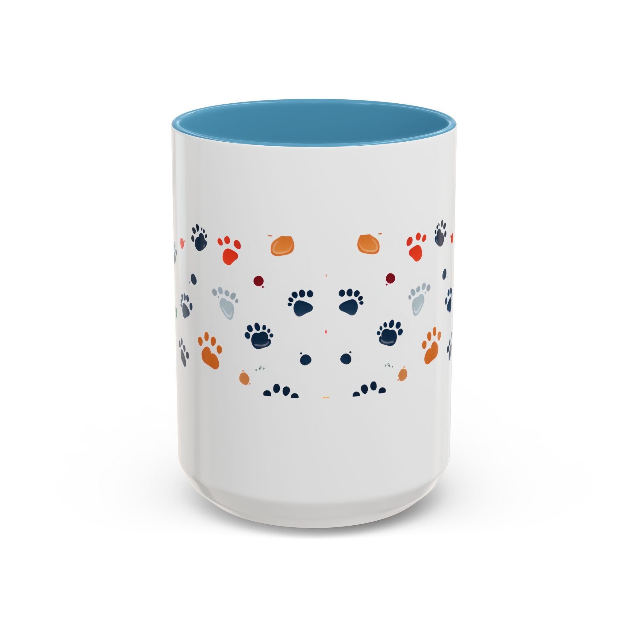 Dog Paw Print Accent Ceramic Coffee Mug (11, 15oz) in 4 colors